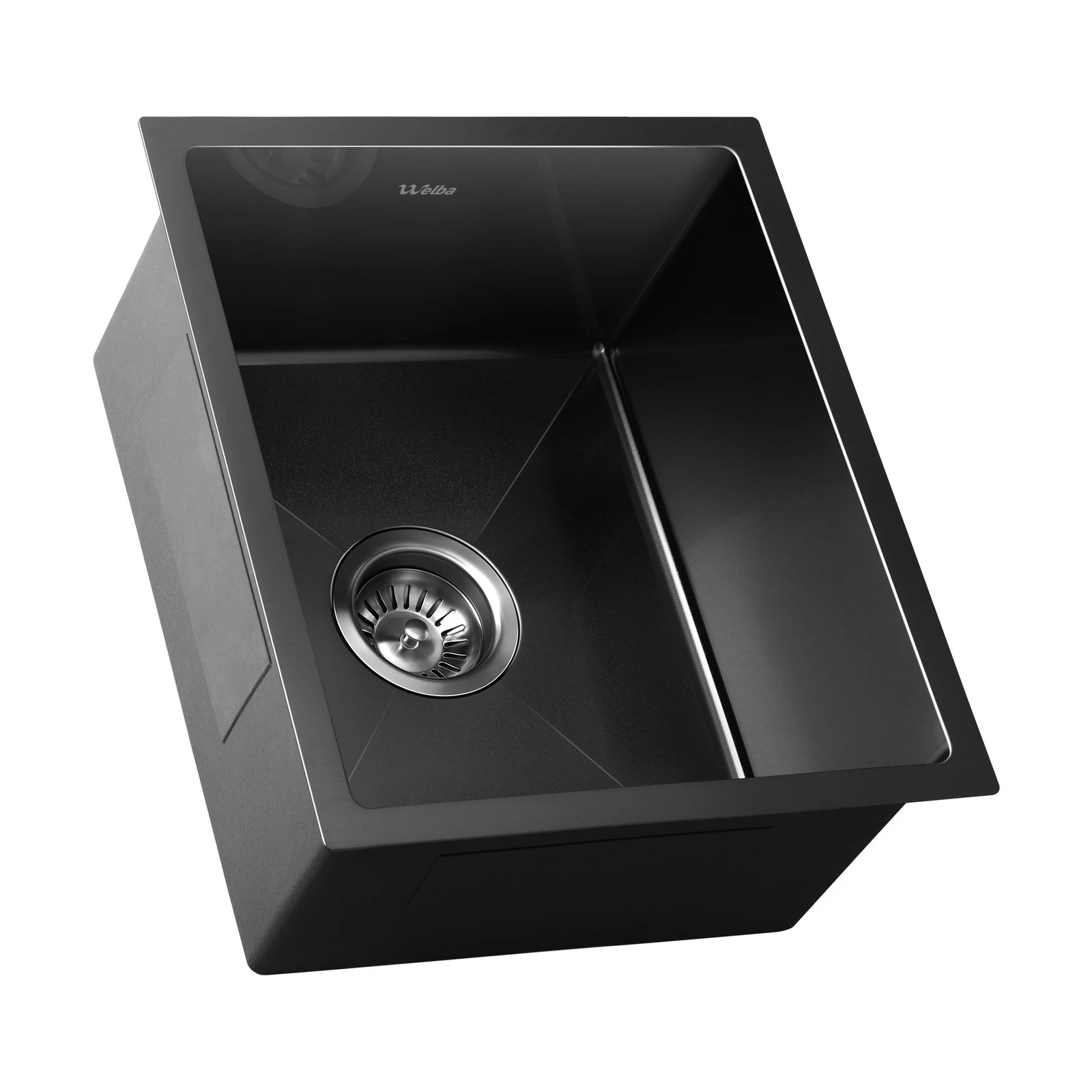 4 Welba Kitchen Sink 44X38CM Stainless Steel Single Bowl Basin With Waste - Black, 4 of 6