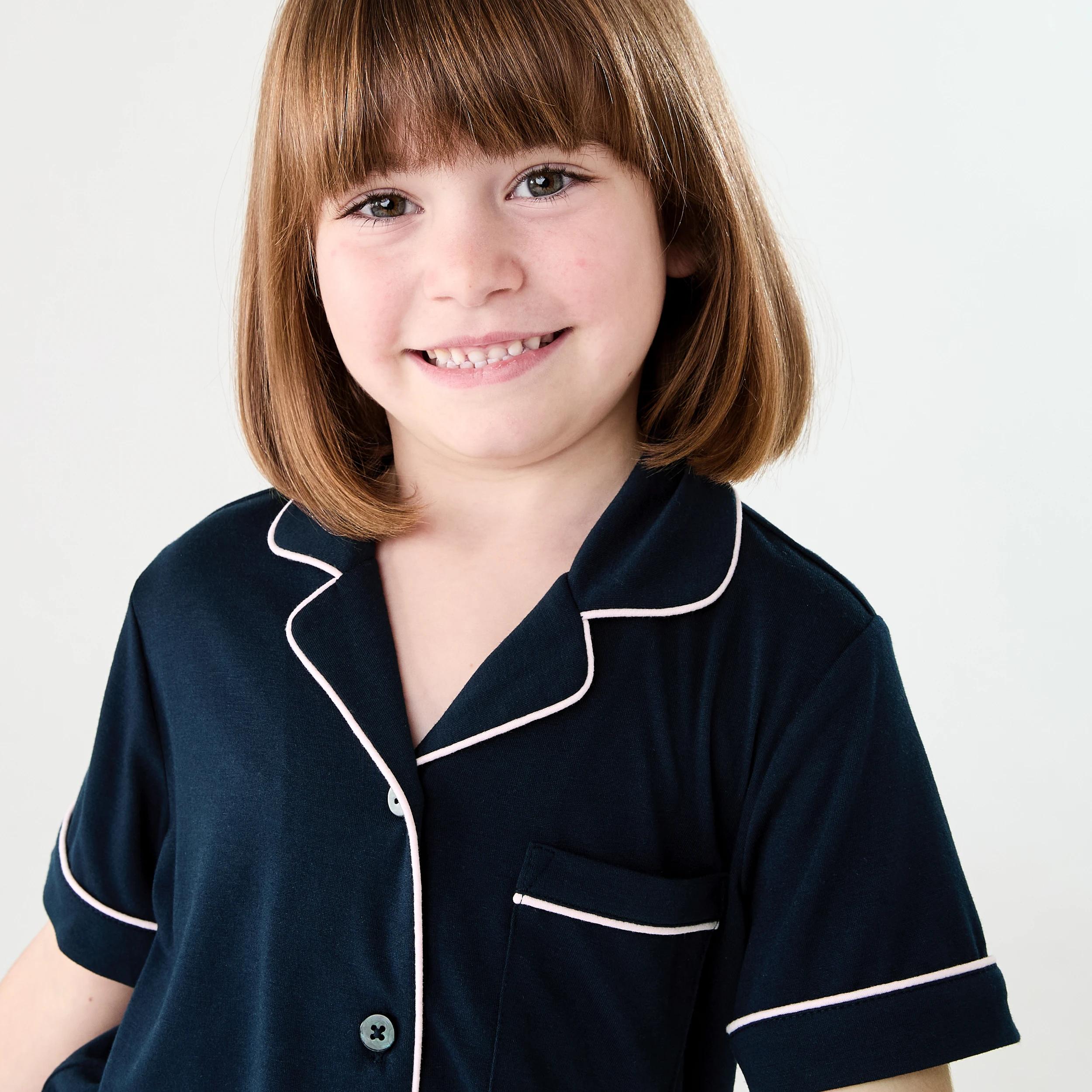 3 Short Sleeve Button Down Pyjama Set DEEP INDIGO, 3 of 8