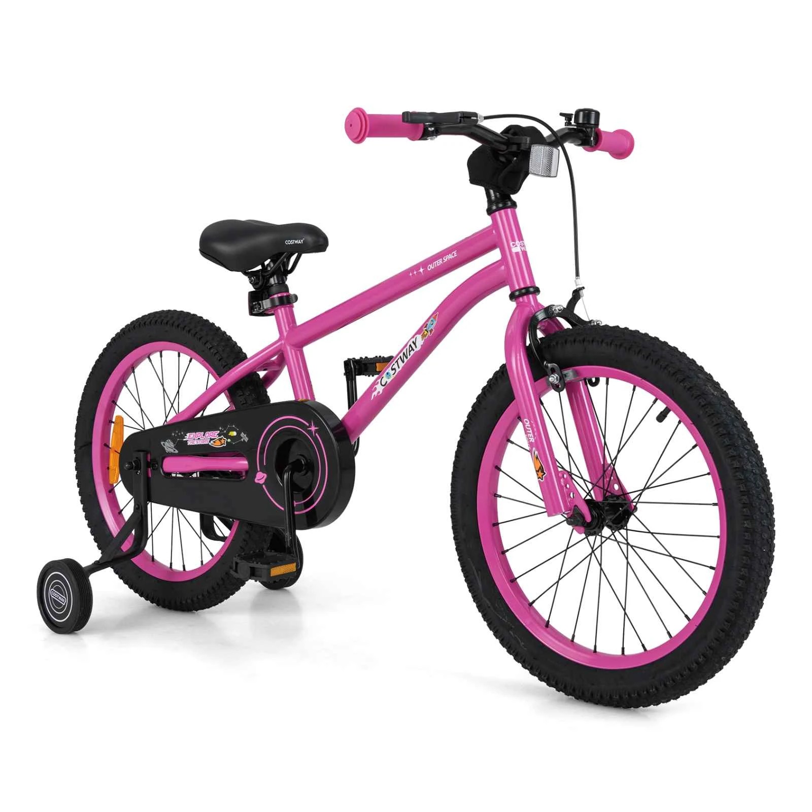 1 Costway 46cm Bike Bicycle w/Removable Training Wheels Adjustable Saddle & Safe Reflectors - Pink, 1 of 1