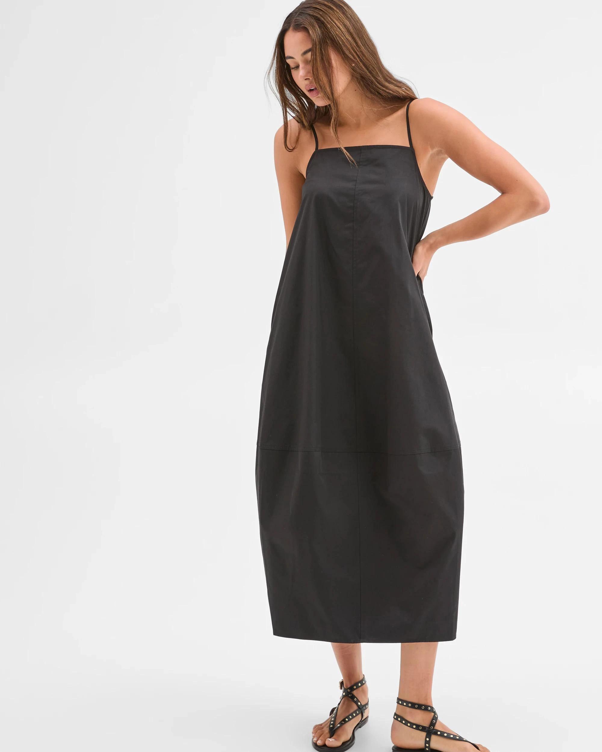 2 Lily Loves Australian Cotton Cocoon Midi Dress BLACK, 2 of 6