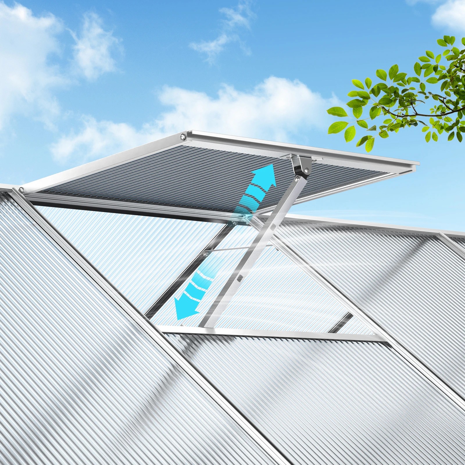 5 Alfordson Greenhouse Aluminium Polycarbonate Garden Storage Shed 1.9x2.5x1.8M - White, 5 of 7