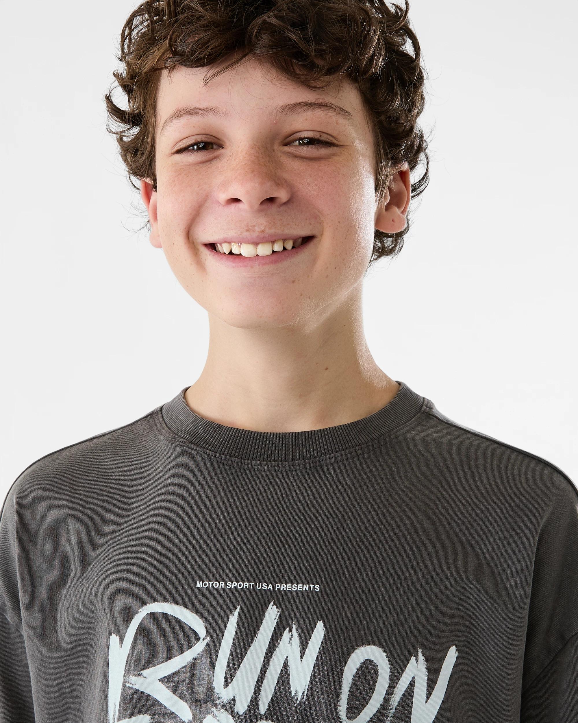 3 Short Sleeve Oversized Washed Printed T-shirt Gry Car, 3 of 7