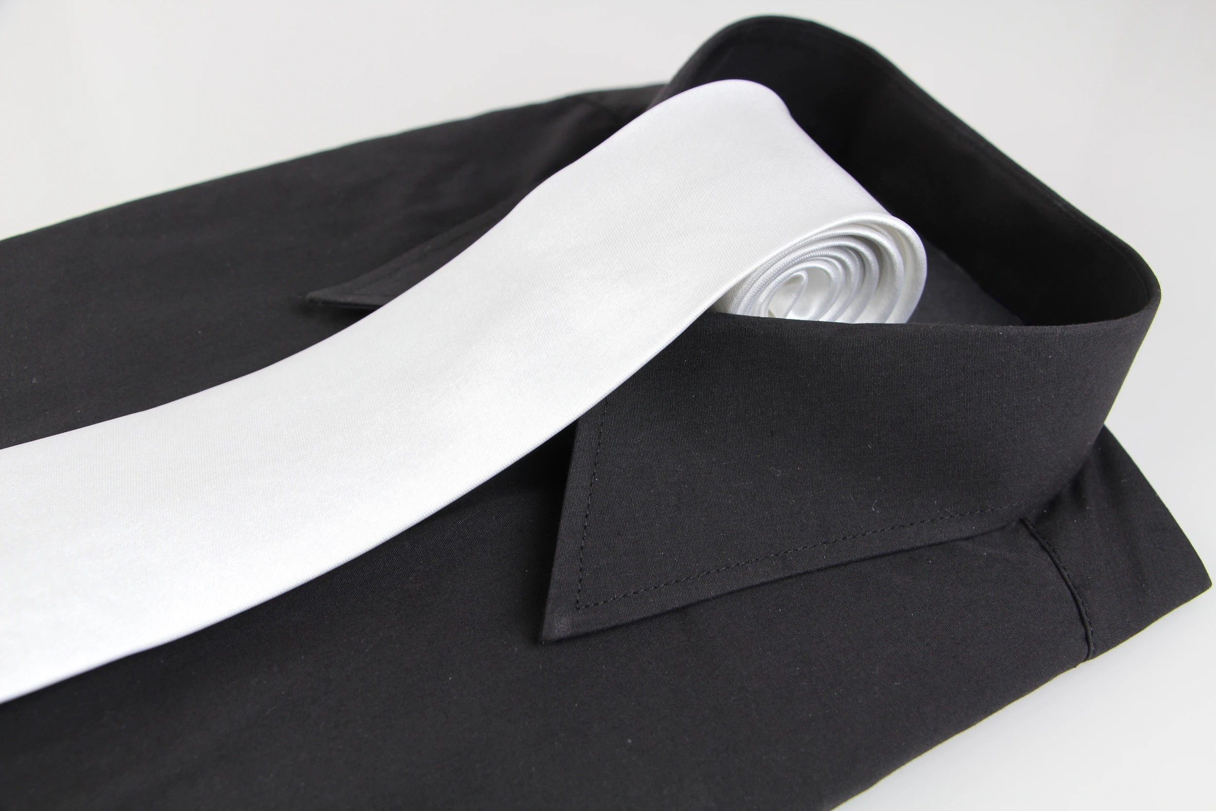 3 Zasel Mens White 8cm Plain Neck Tie - White, 3 of 7