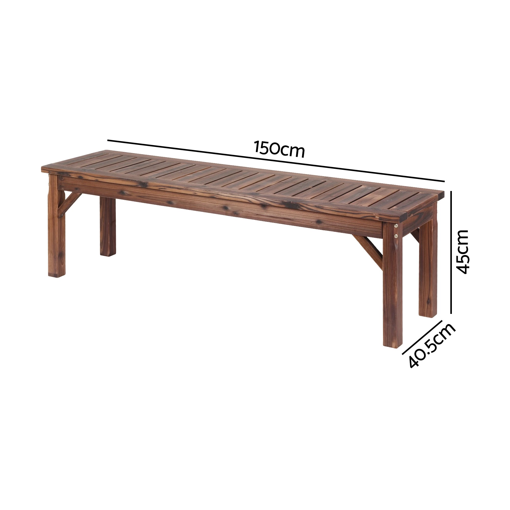 4 Gardeon Garden Benches Garden Seating Backless Timber Seat 150cm - Charcoal, 4 of 8