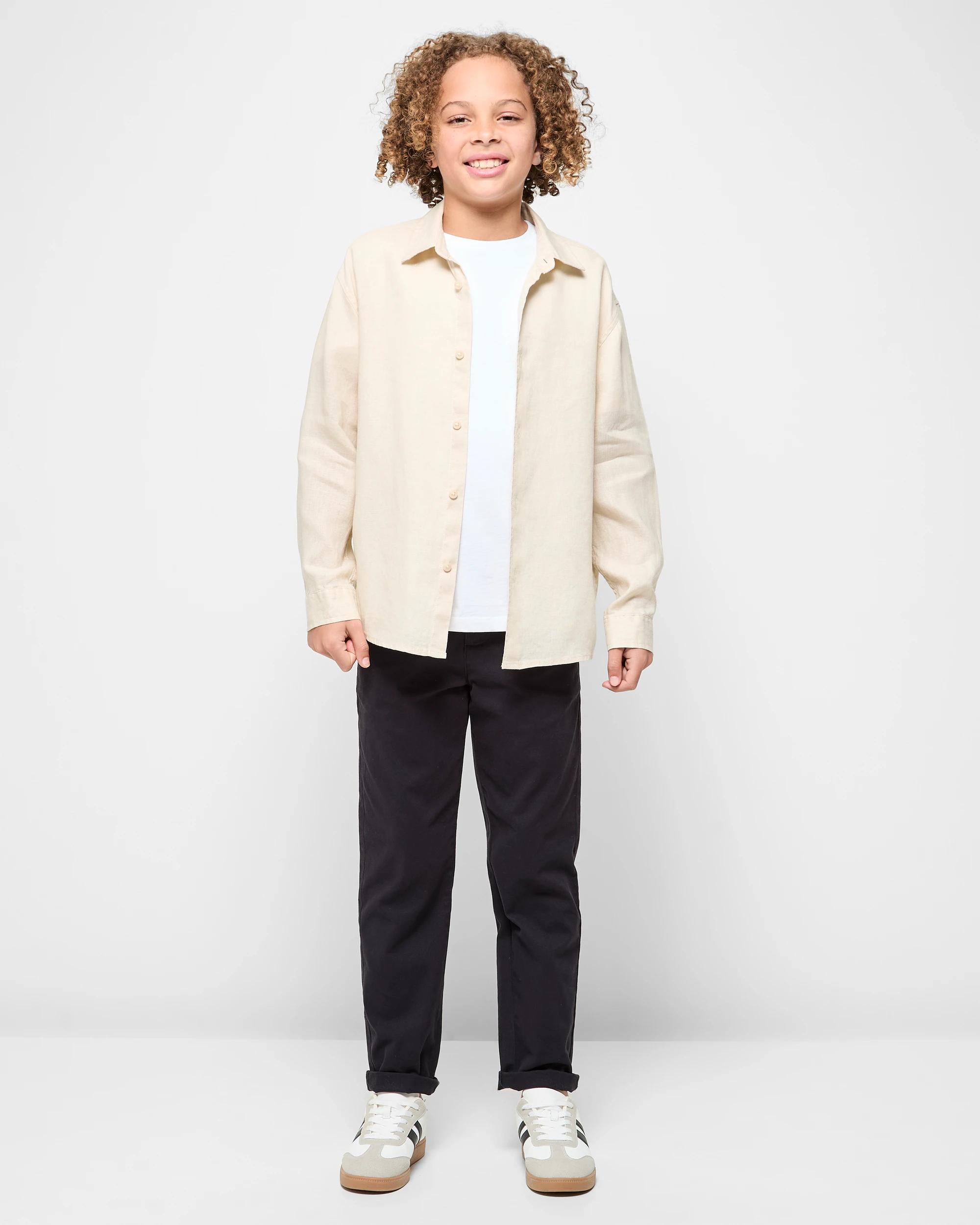 2 Target Kids European Linen Long Sleeve Shirt NEUTRAL, 2 of 6