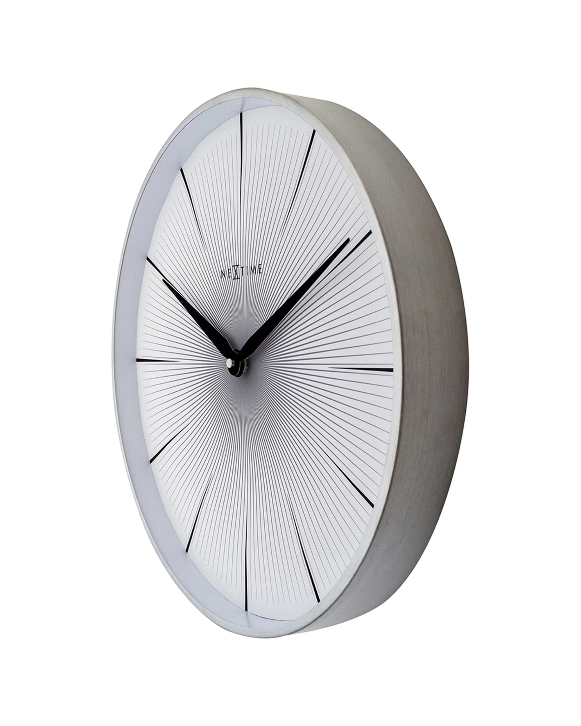 3 NEXTIME Wall Clock Silent Sweep Movement Aluminium Case Glass Lens 40cm - White, 3 of 5