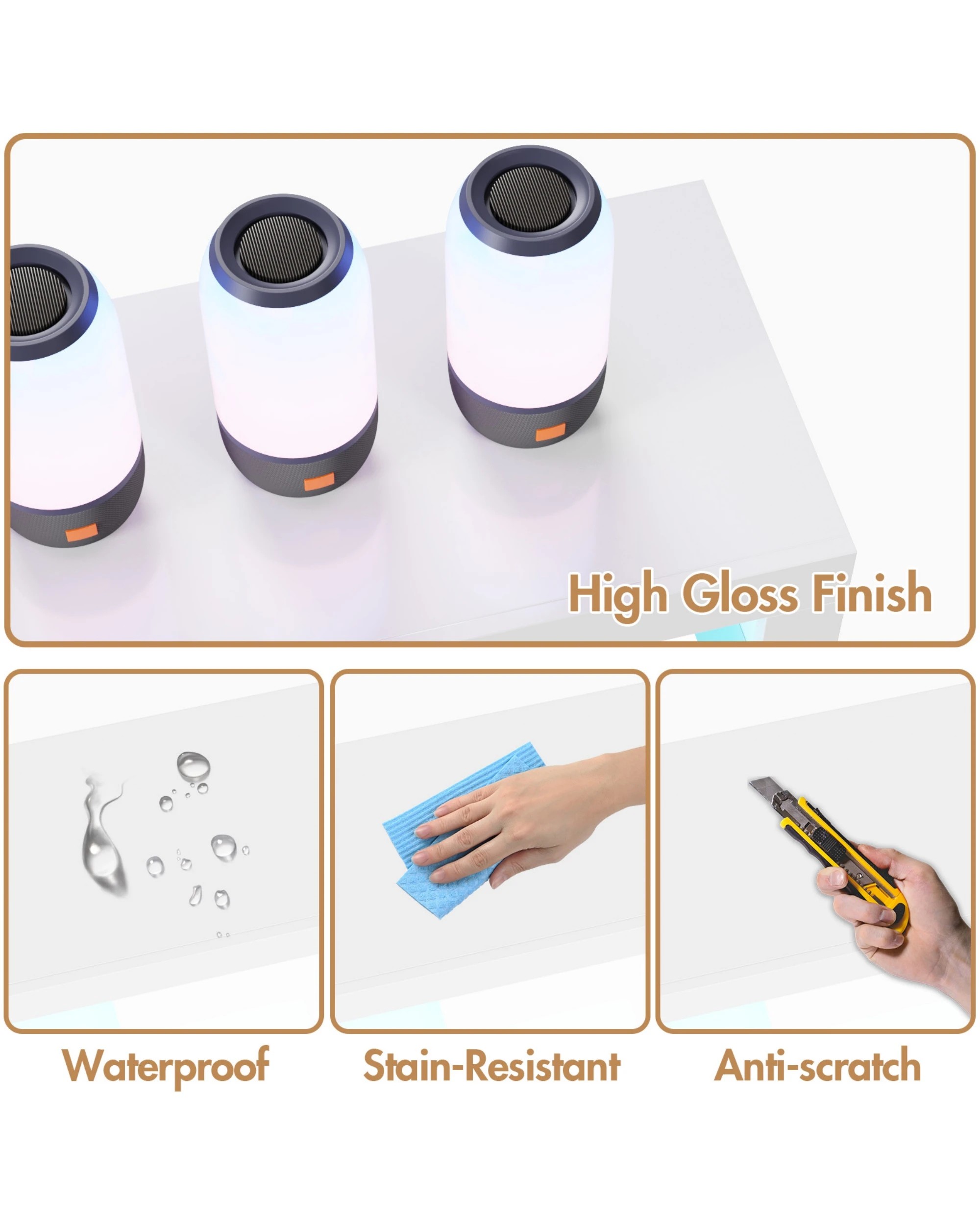 5 Advwin Tv Cabinet 160cm RGB LED UV Gloss Entertainment Unit Stand White, 5 of 8