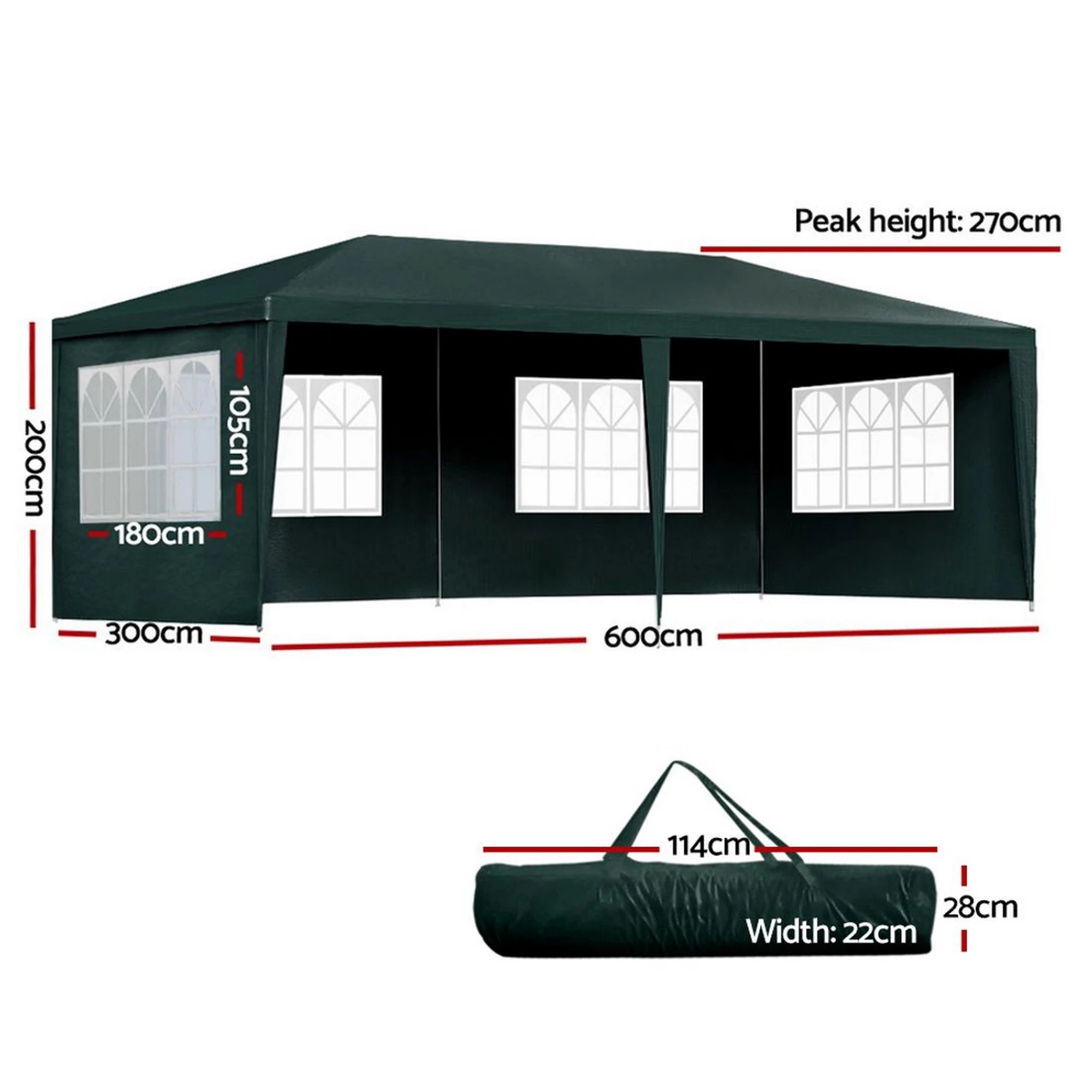 3 Instahut Gazebo  Marquee Wedding Party Tent Outdoor Camping Side Wall Canopy 4 Panel - Green, 3 of 7