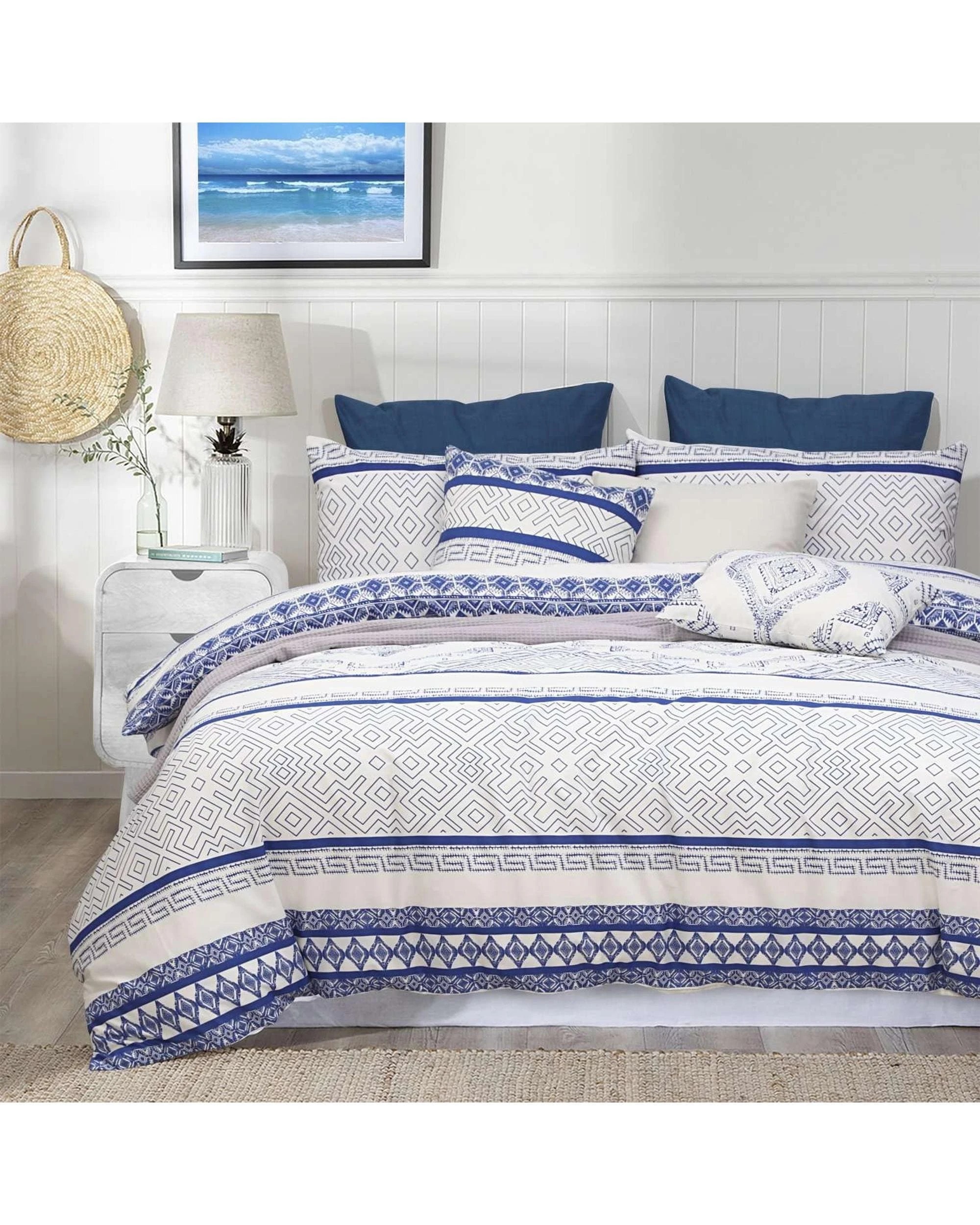 2 Amsons Hampton Quilt Duvet Doona Cover - Super King Bed - Blue, 2 of 2
