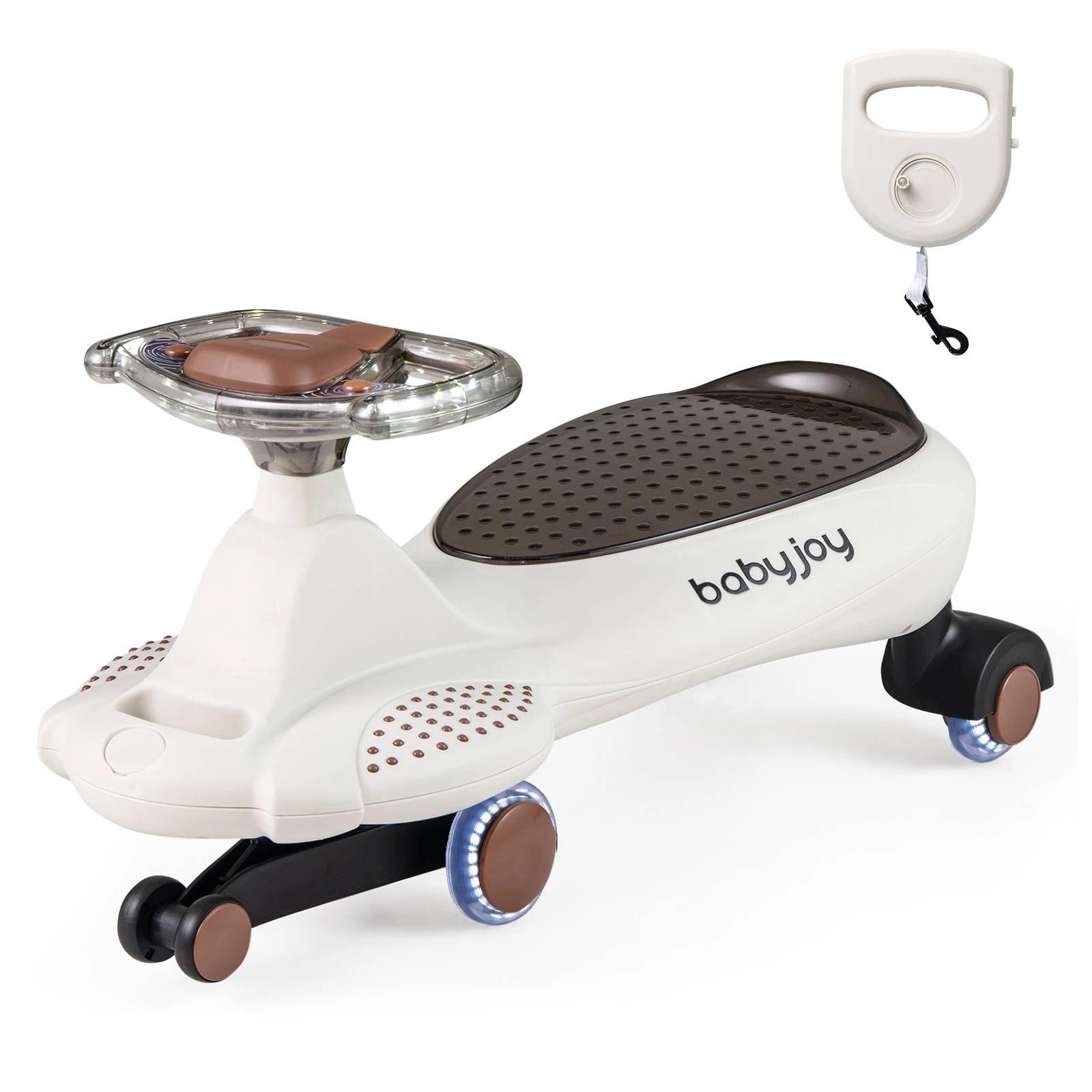 1 Costway Swivel Wiggle Car Scooter w/Flashing Wheels Ride on Car - Beige, 1 of 1