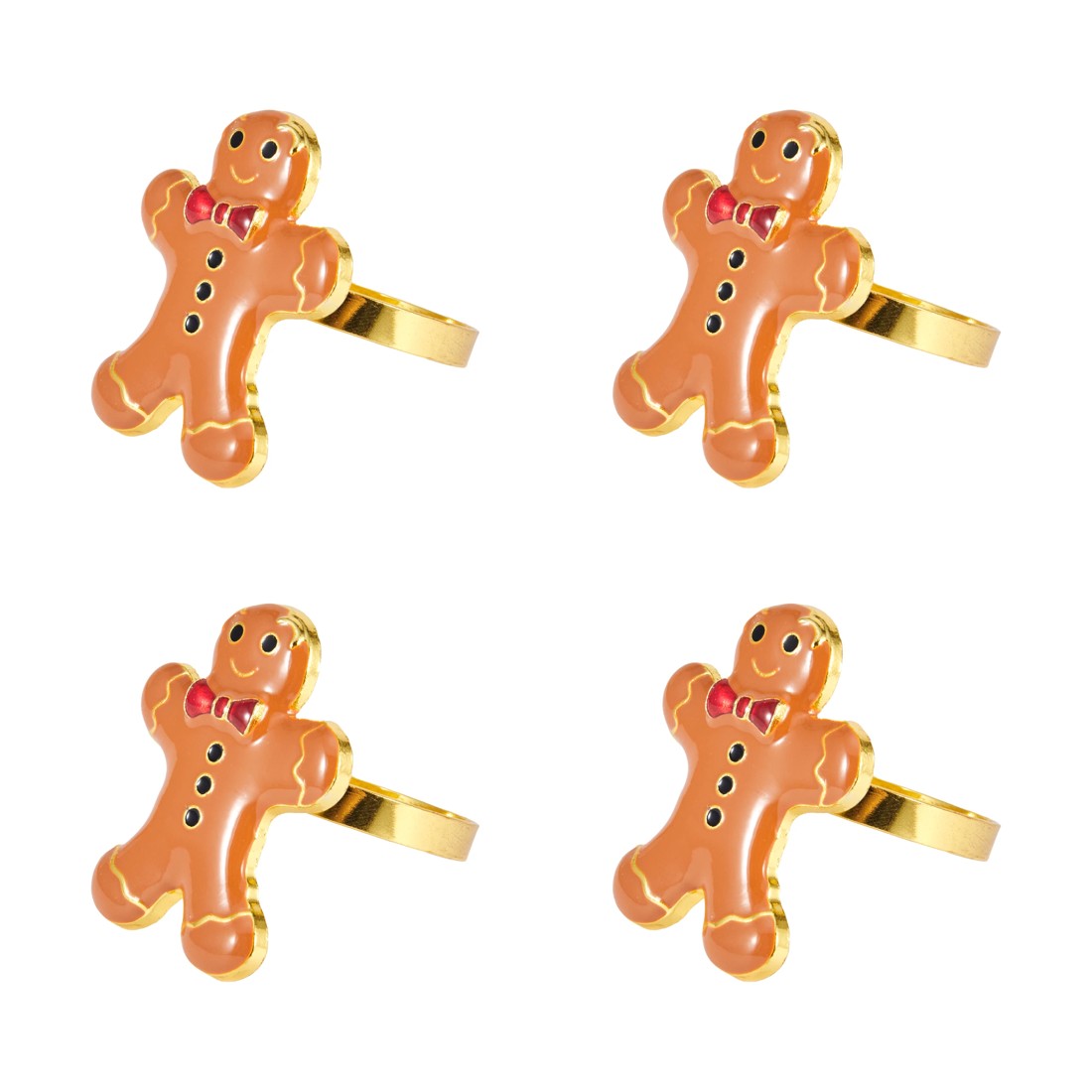 2 4 Pack Gingerbread Man Napkin Rings, 2 of 4