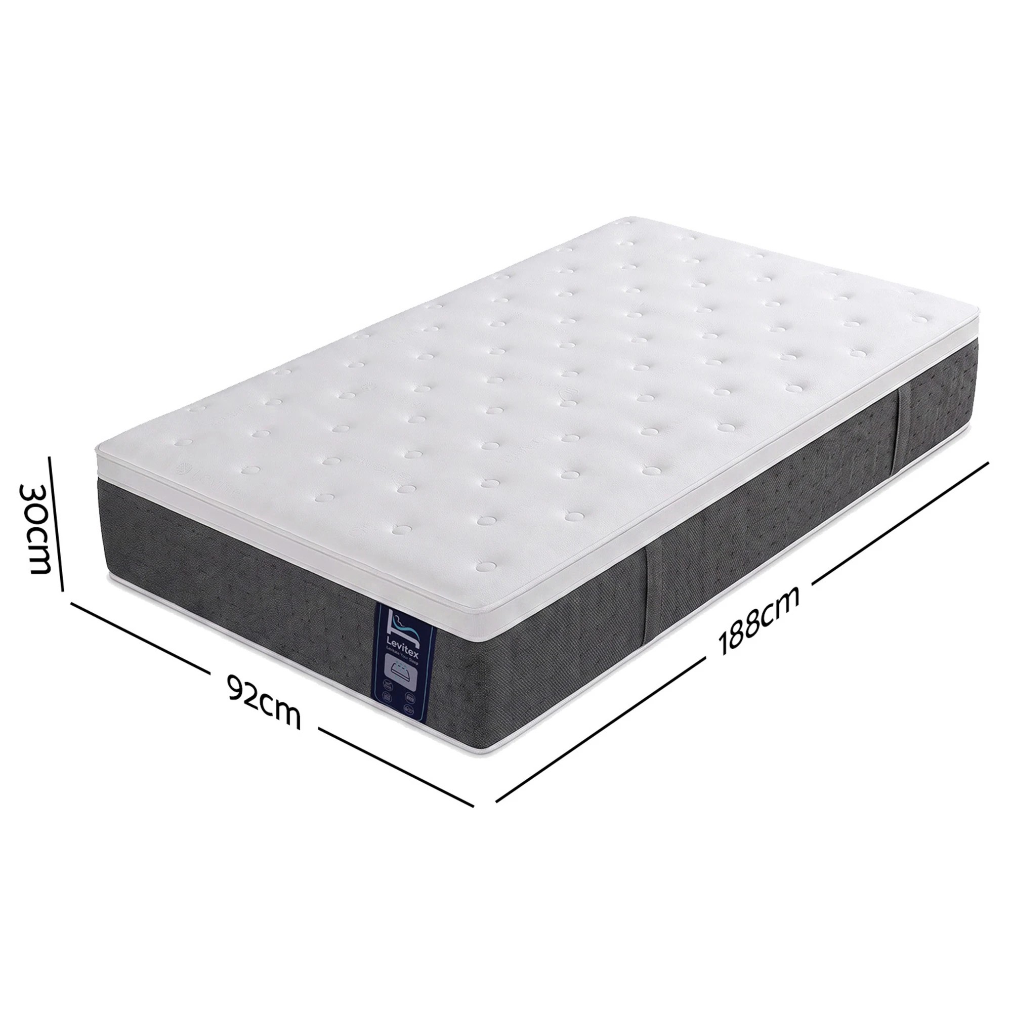 2 Levitex Mattress Individual Pocket Spring 5-Zone for Lumbar Support 30CM - Single Bed - Multi, 2 of 10