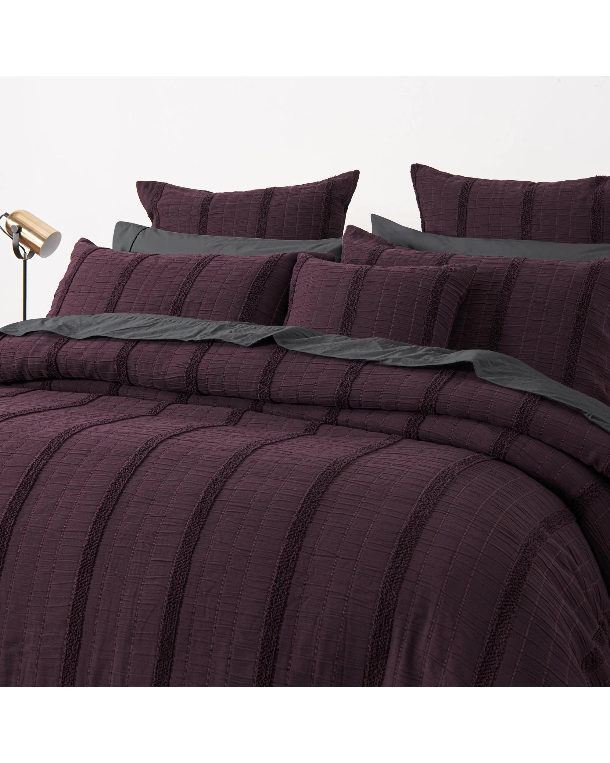 4 Bianca Bedding Malua Plum Jacquard Quilt Cover Set - Queen
 - Queen Bed
 - purple, 4 of 5