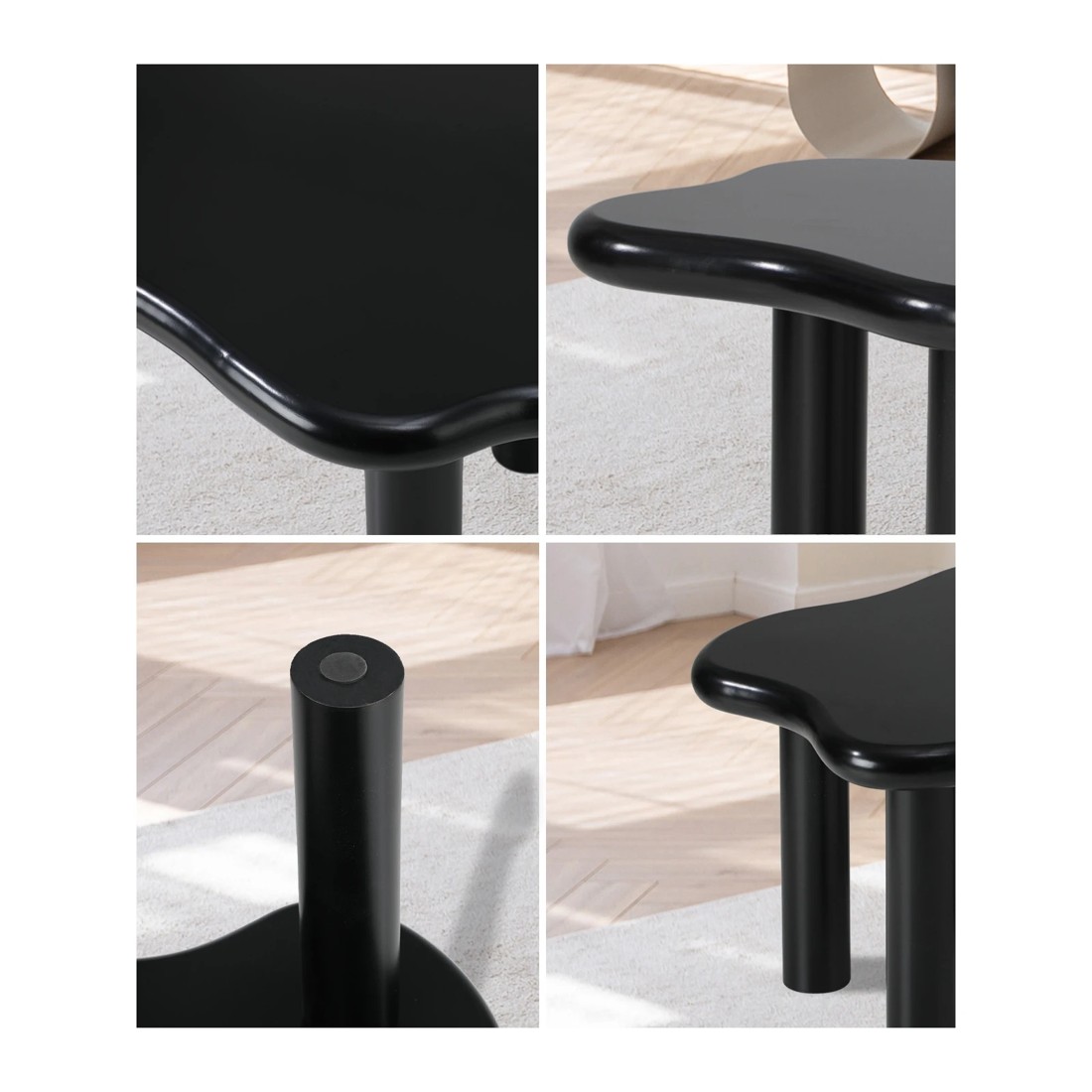 4 Oikiture Coffee Table Side Tables Sofa Cafe Desk Cloud Irregular
 - Black, 4 of 10