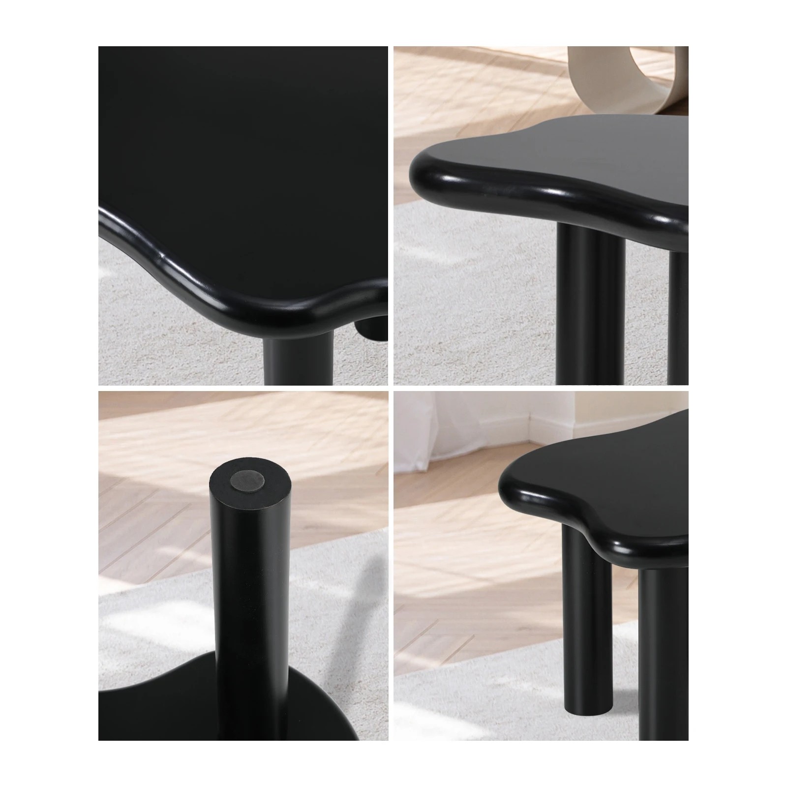 4 Oikiture Coffee Table Side Tables Sofa Cafe Desk Cloud Irregular
 - Black, 4 of 10