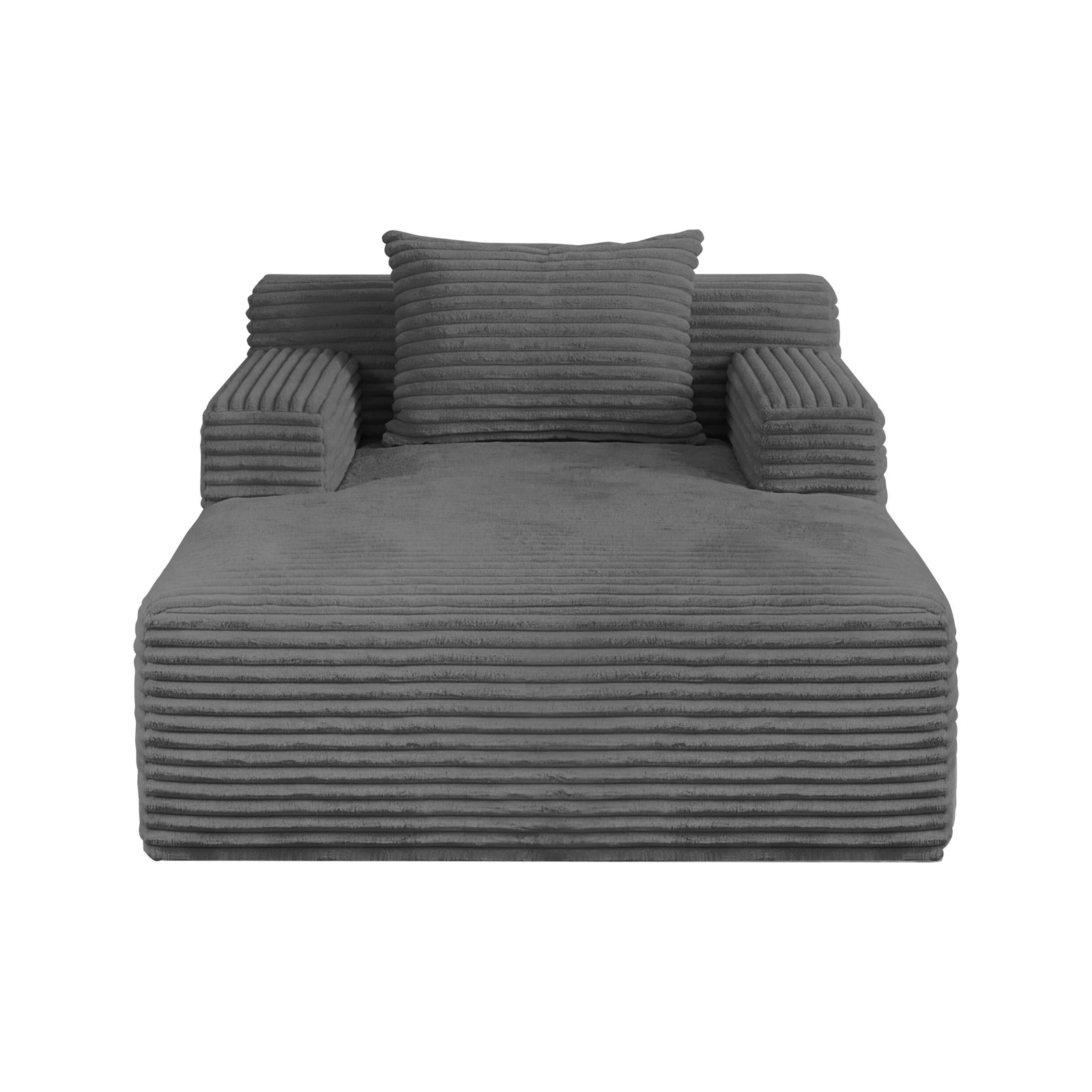 5 Oikiture Compressed Chaise Chair Corduroy Single Sofa Bed Couch - Grey, 5 of 6