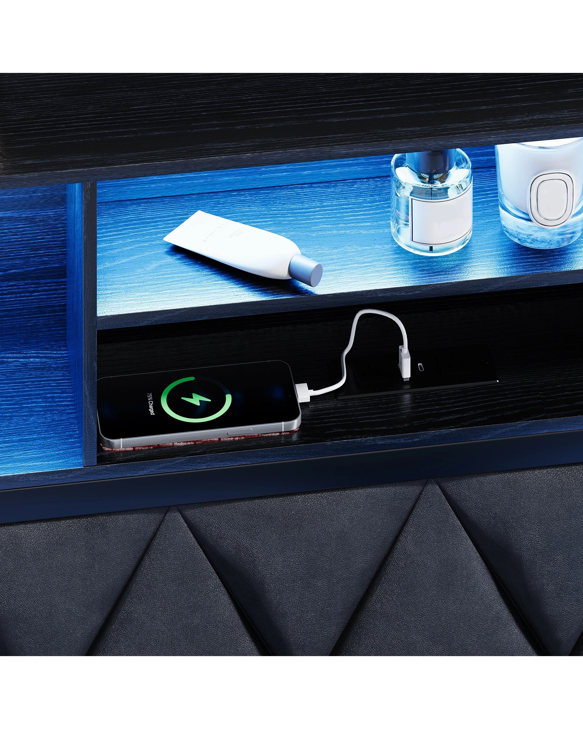 4 Advwin Queen Bed Frame with 4 Storage Drawers and Charging Station - Black, 4 of 9