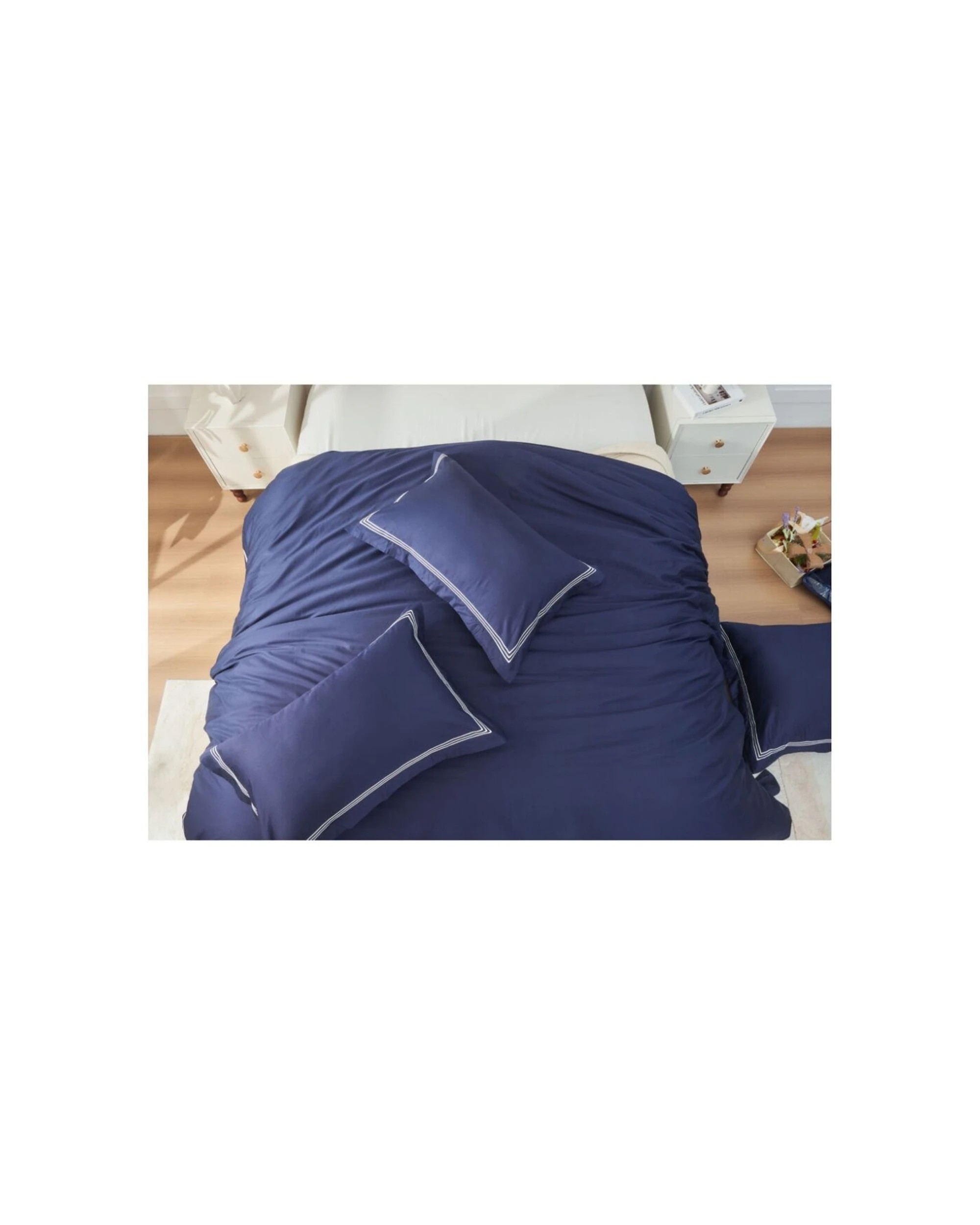 6 Grosvenor House 500TC Hotel Embroidered Quilt Set - Super King Bed - Blue, 6 of 7