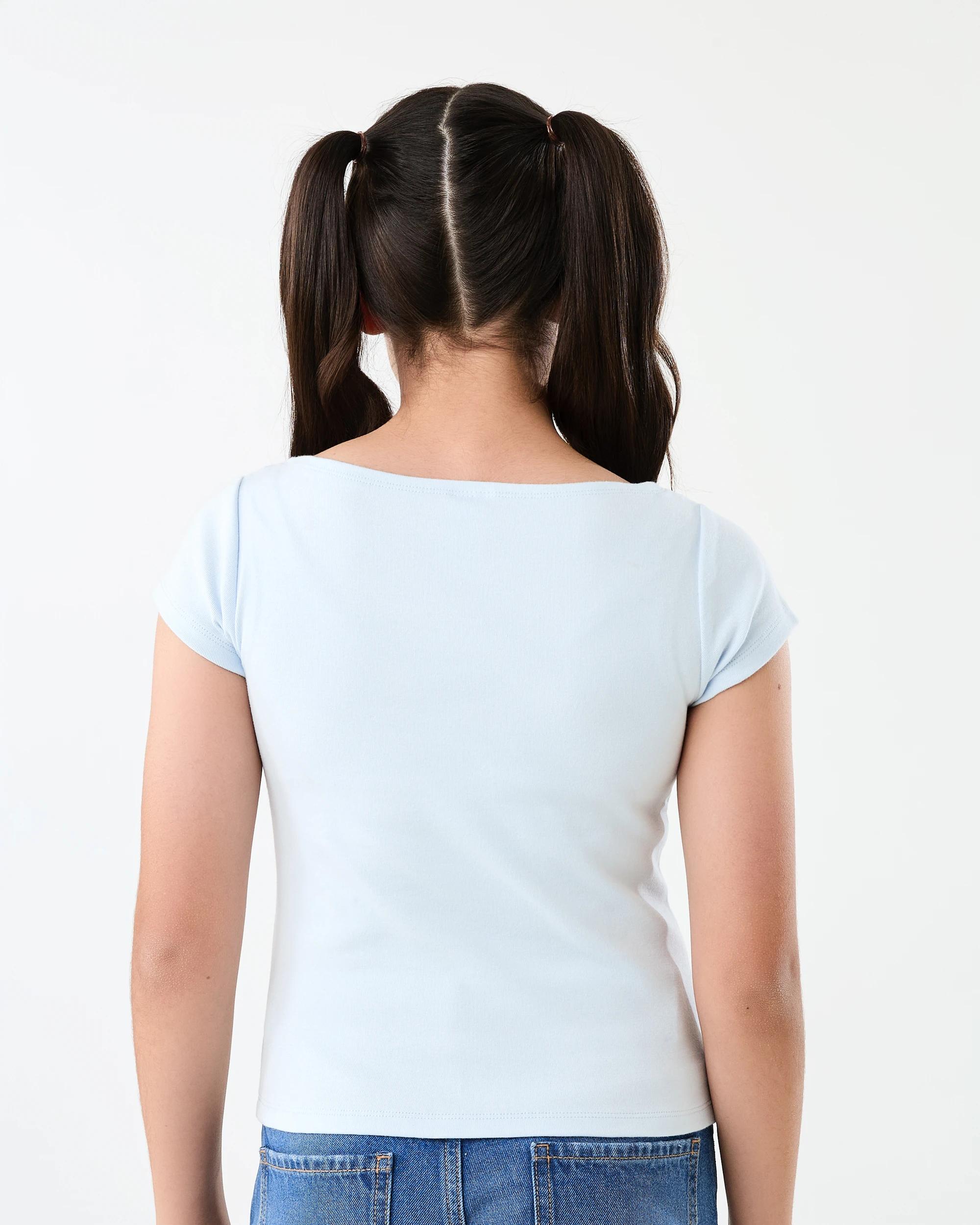 2 Short Sleeve Boat Neck T-shirt Blue Heart, 2 of 7