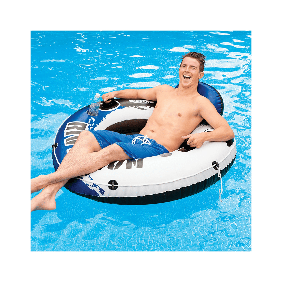 2 Intex 135cm Inflatable Round Ride-on Seat Run Tube River Pool Float Adult Kids - Multi, 2 of 6