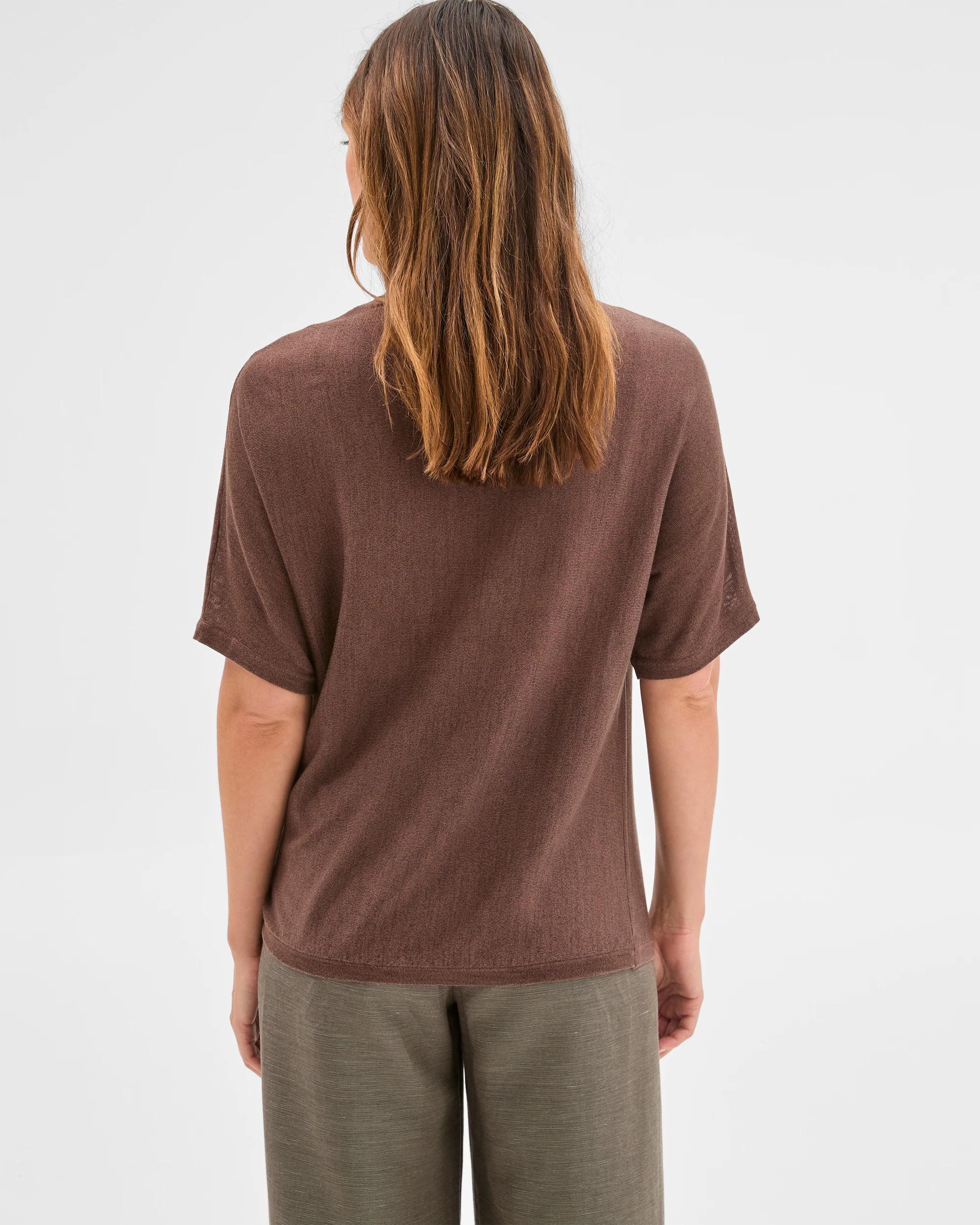 6 Preview Tencel/Merino Blend Lightweight Knit T-Shirt GANACHE, 6 of 6
