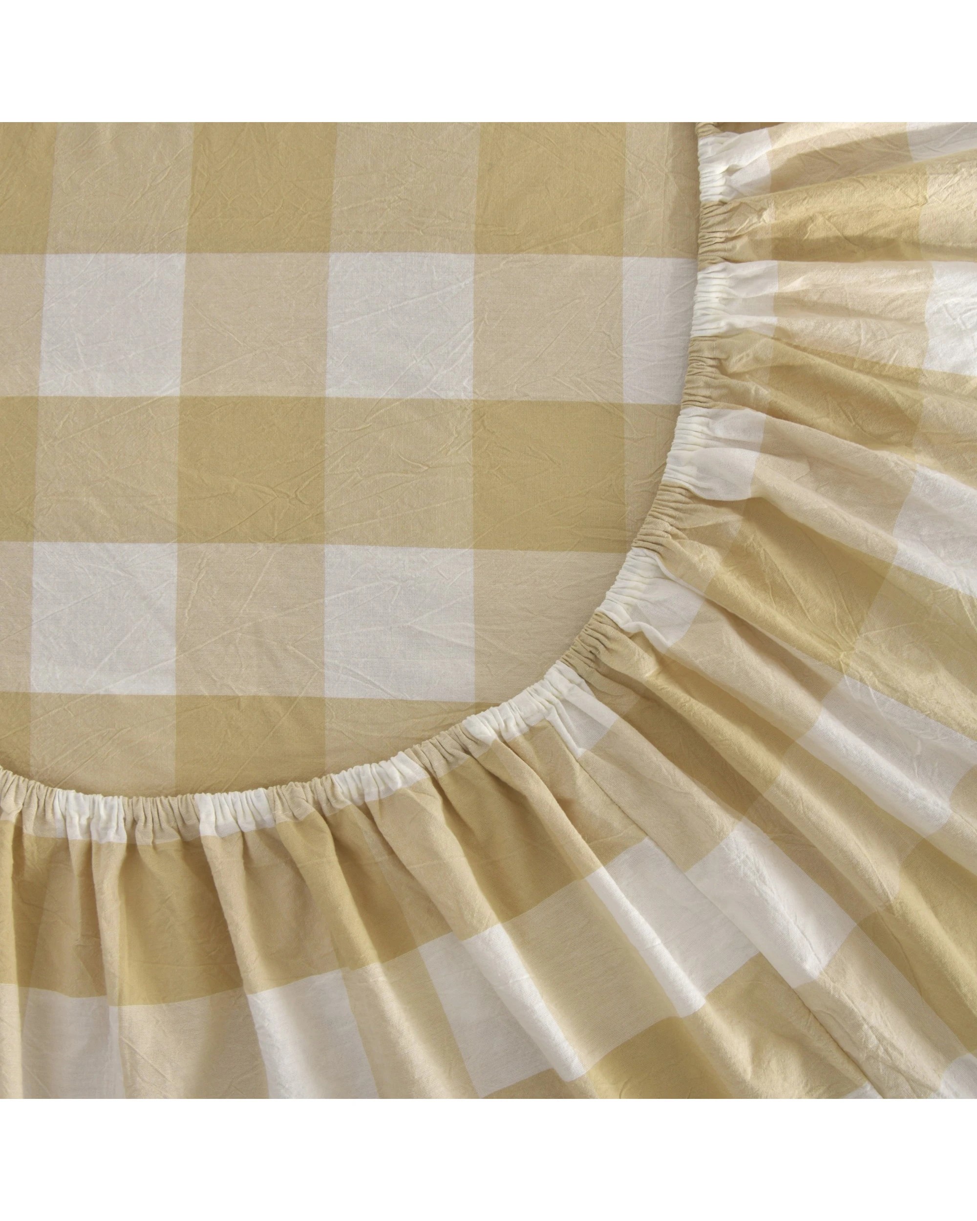 5 Dreamaker Remy Yarn Dyed Washed Cotton Checkered Sheet Set - Double Bed - Sand, 5 of 7