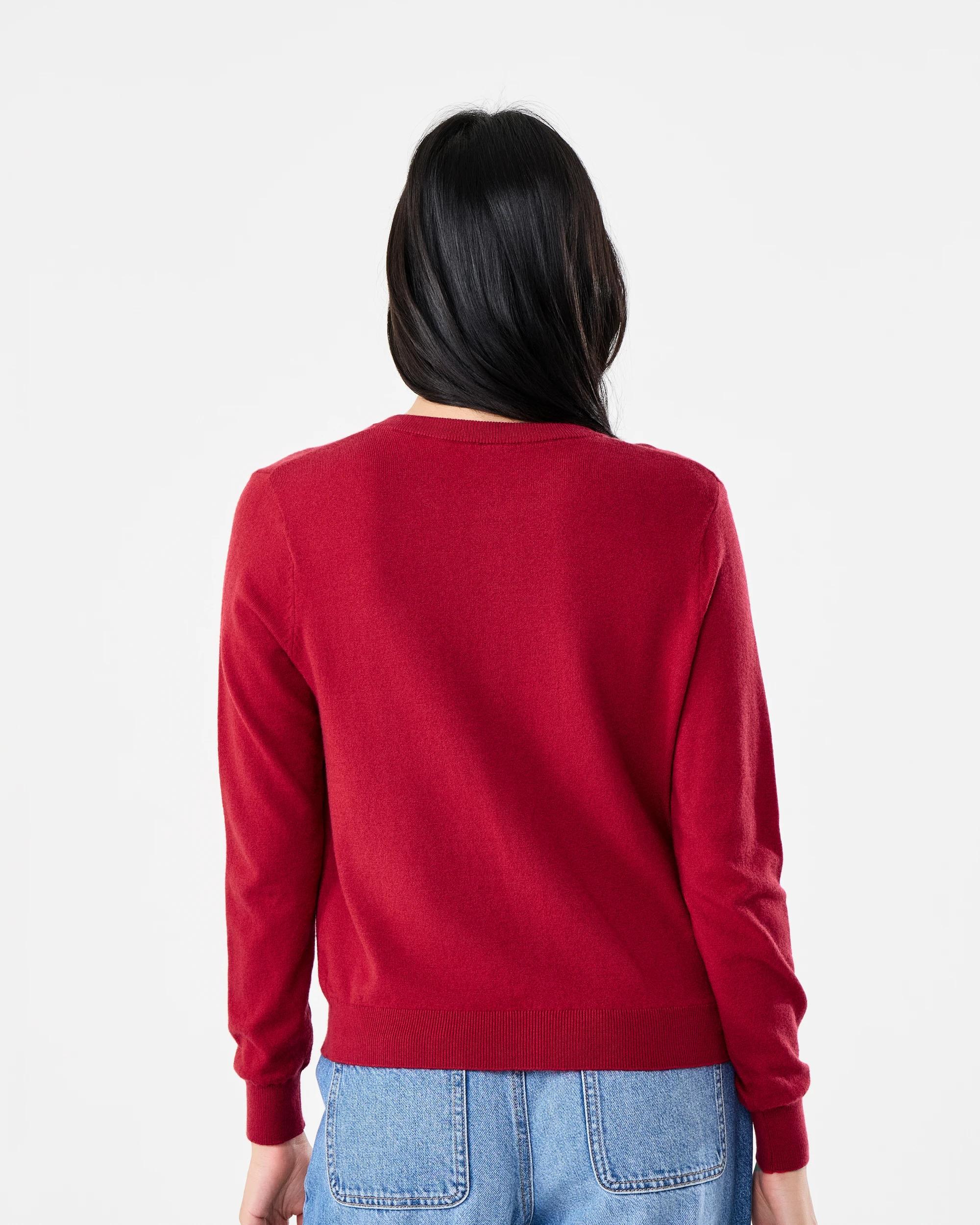 3 Lightweight Crew Neck Cardigan Spice Red, 3 of 6