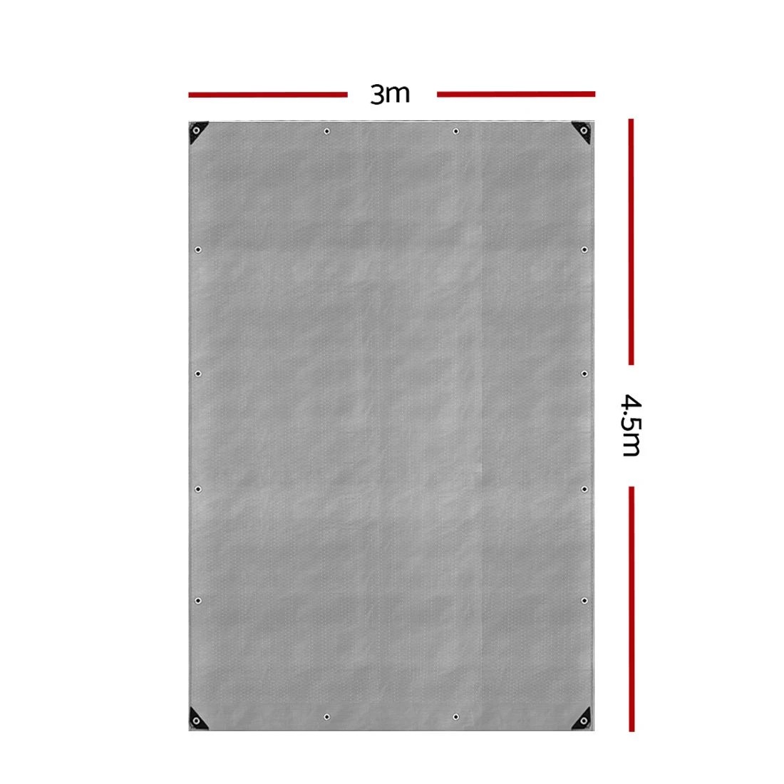 2 Instahut Tarp Tarpaulin 3x4.5m Canvas Camping Heavy Duty Sun Cover - Silver, 2 of 7