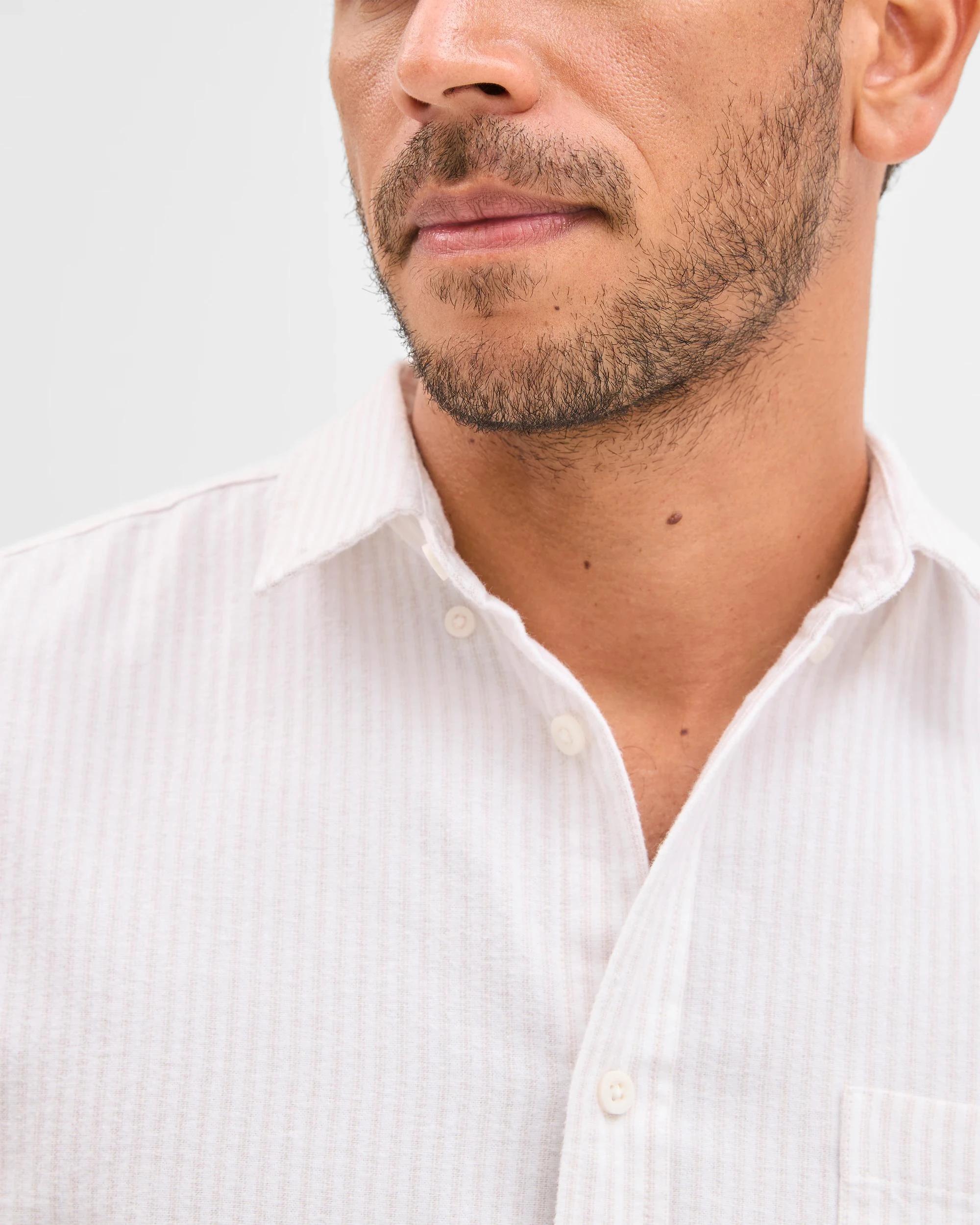 5 Target Man Australian Cotton Blend Brushed Oxford Shirt STONE STRIPE, 5 of 6