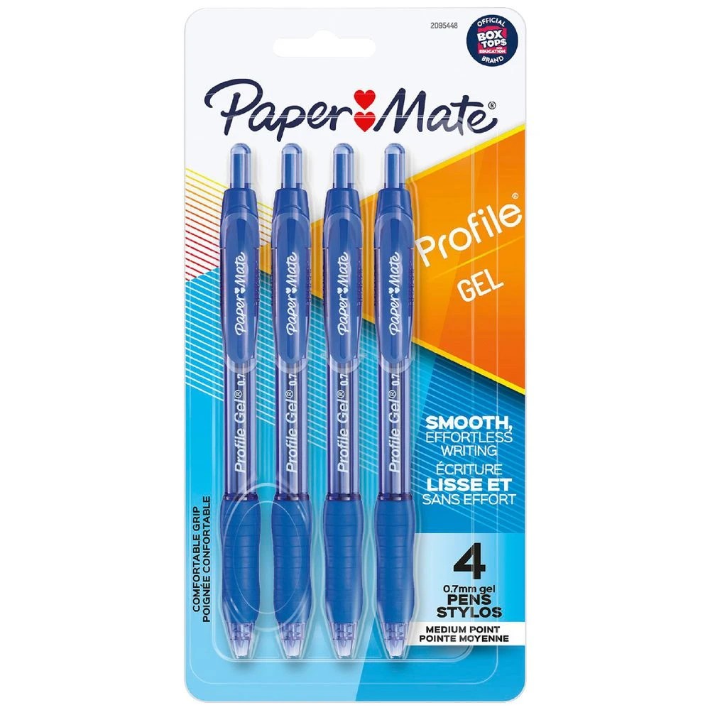 1 Paper Mate Profile Gel Pens 0.7mm Blue 4 Pack, 1 of 4