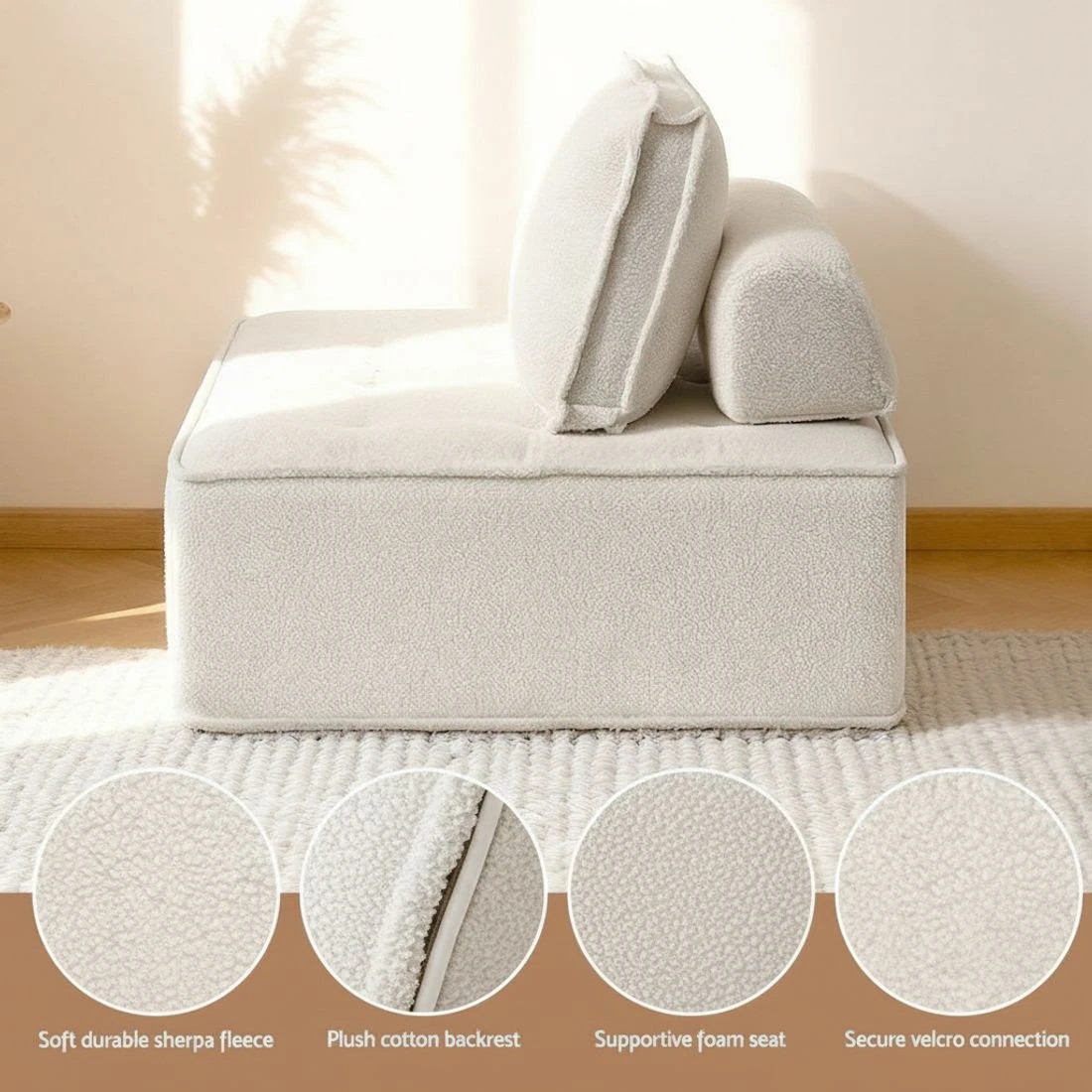 5 Artiss Floor Sofa Lounge Chair with Pillow - White, 5 of 8