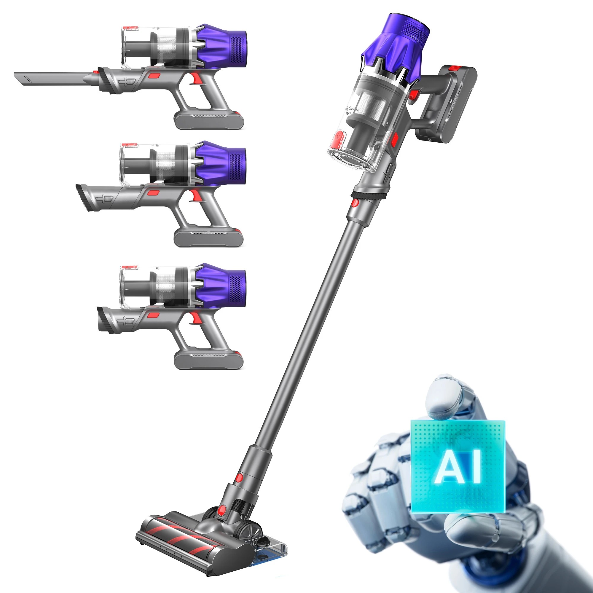 1 MyGenie Sentinel Ai Pro Stick Vac with Mop - Grey, 1 of 10