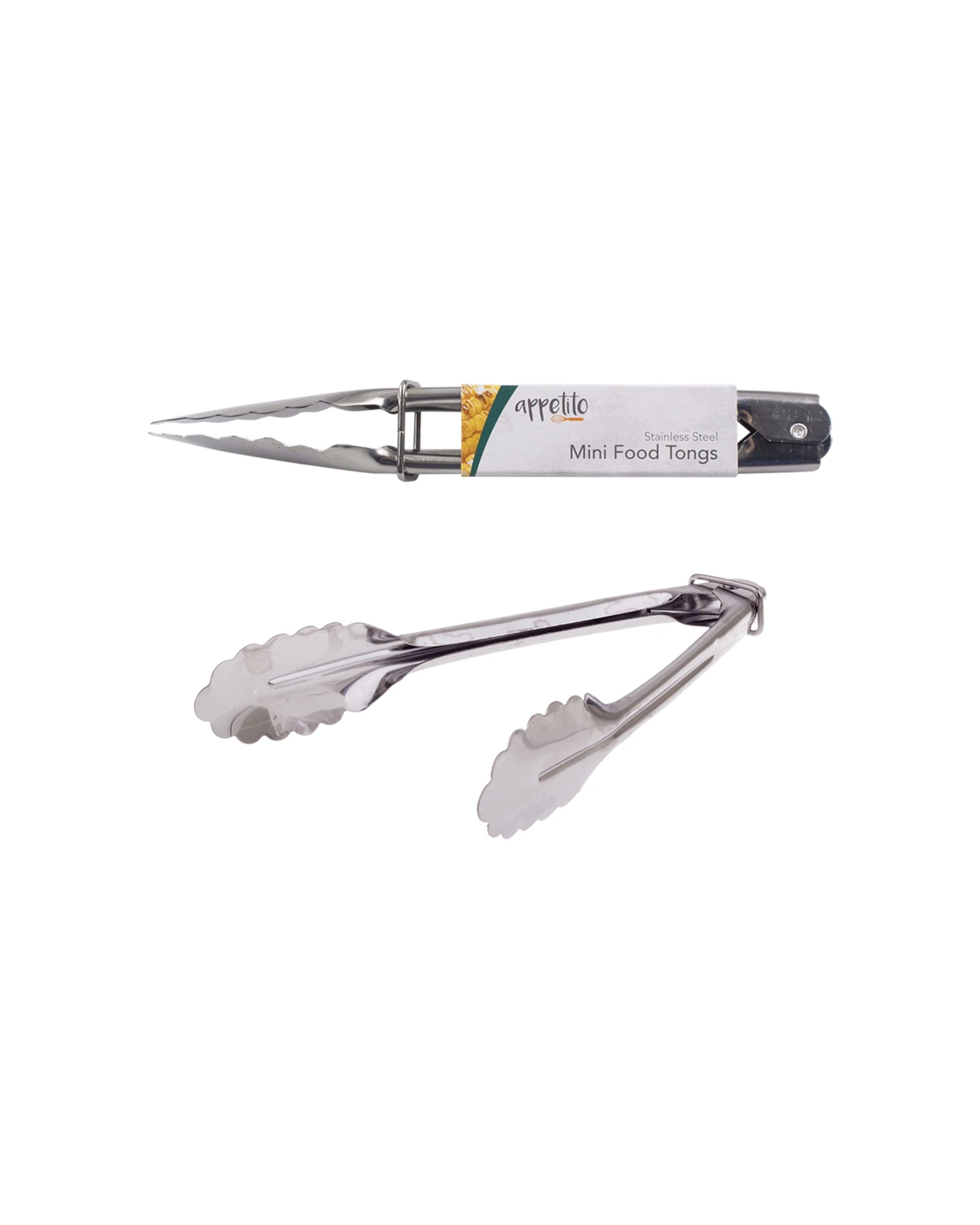 4 Appetito 6pk Stainless Steel Mini Food Tongs 18cm Home Kitchen Cooking - Metallic, 4 of 4