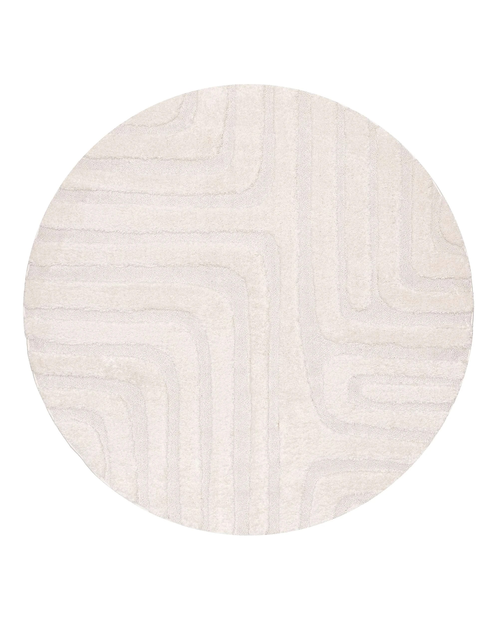 1 Loopsie Noto Striped Round Rug-200cm x 200cm - White, 1 of 8
