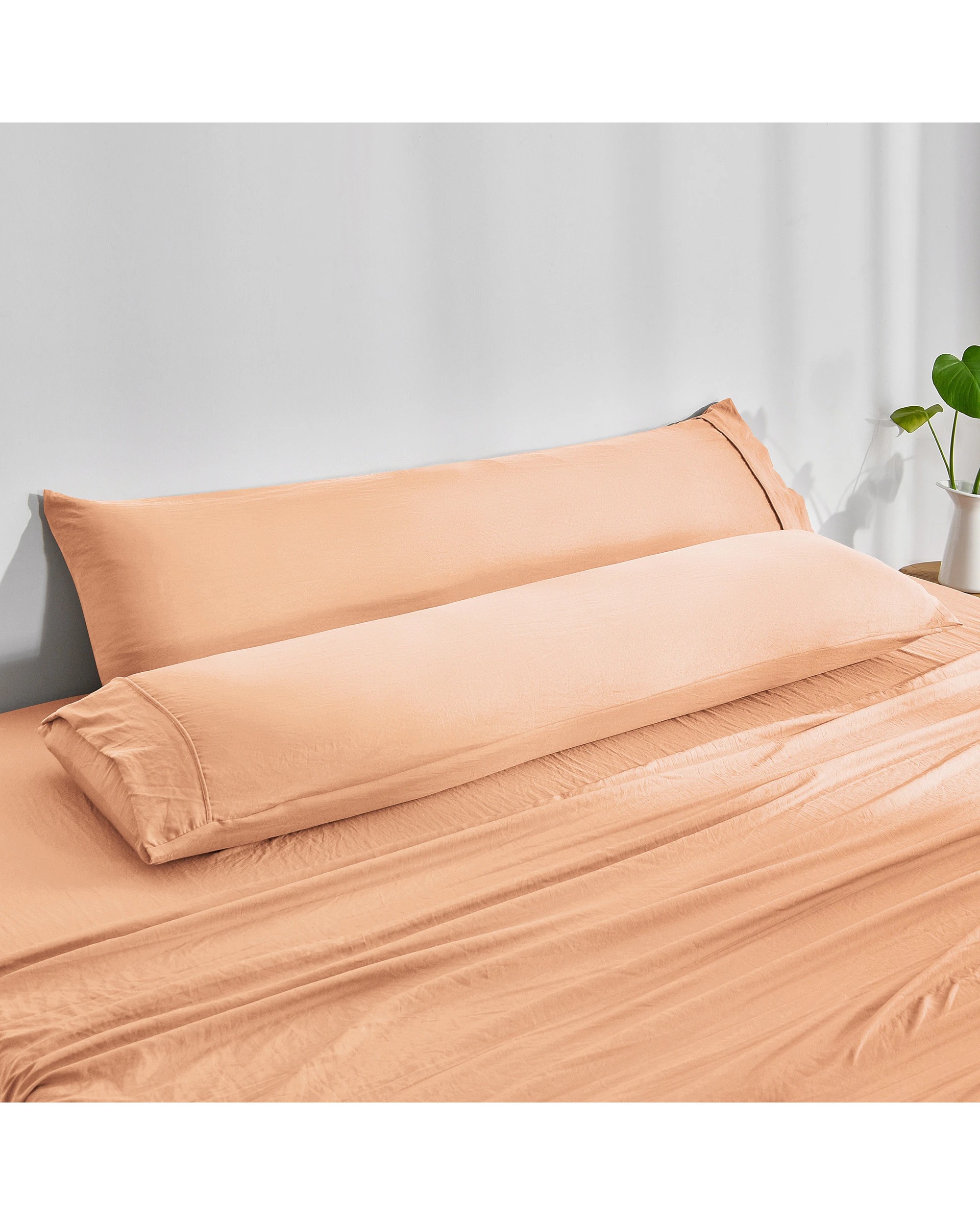 3 Dreamaker Superfine Washed Microfibre Body Pillowcase Twin Pack - Peach, 3 of 5