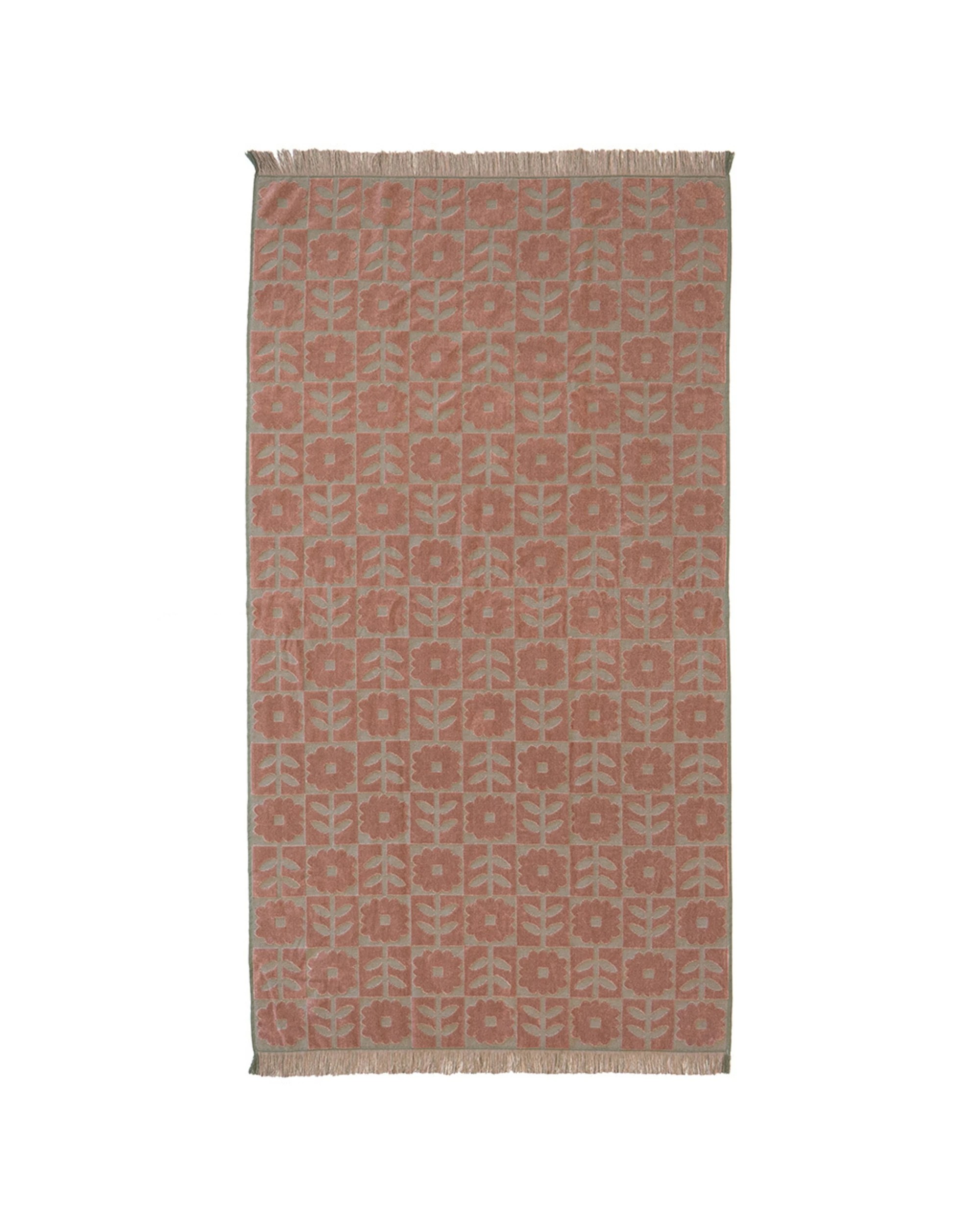 1 BAMBURY HiLo Cotton Beach Towel Dandy Soft Absorbent Natural Fring - Brown, 1 of 3