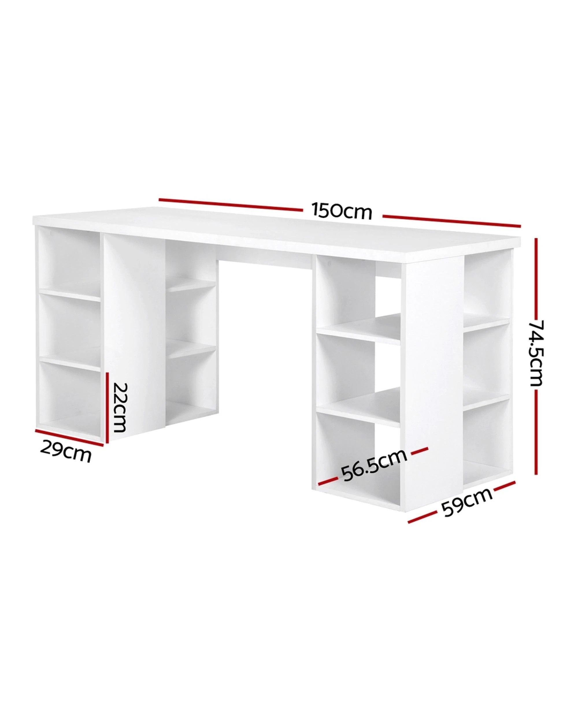 2 Artiss Computer Desk Bookshelf White 150CM - White, 2 of 9