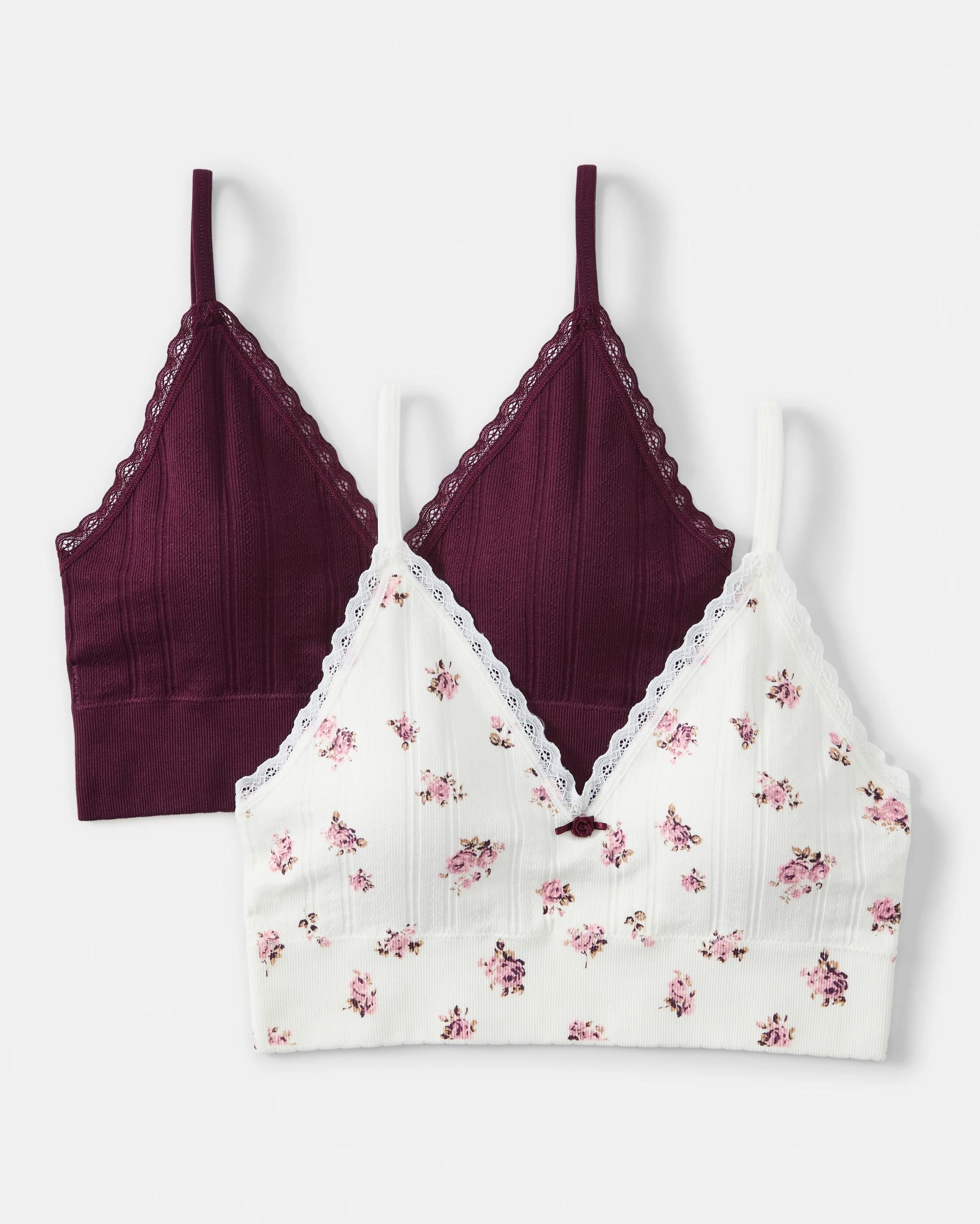 1 2 Pack Seamfree Rib Bralette Wntr Rose, 1 of 2