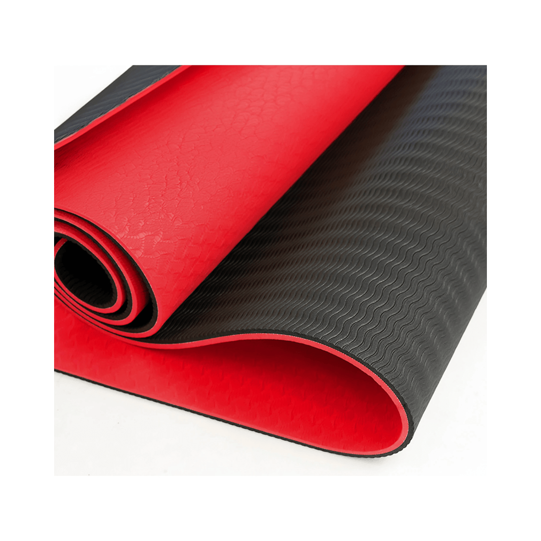 4 Powertrain 8mm Thick Yoga Exercise Mat Home Gym Pilates Fitness Dual Layer TPE - Red, 4 of 5