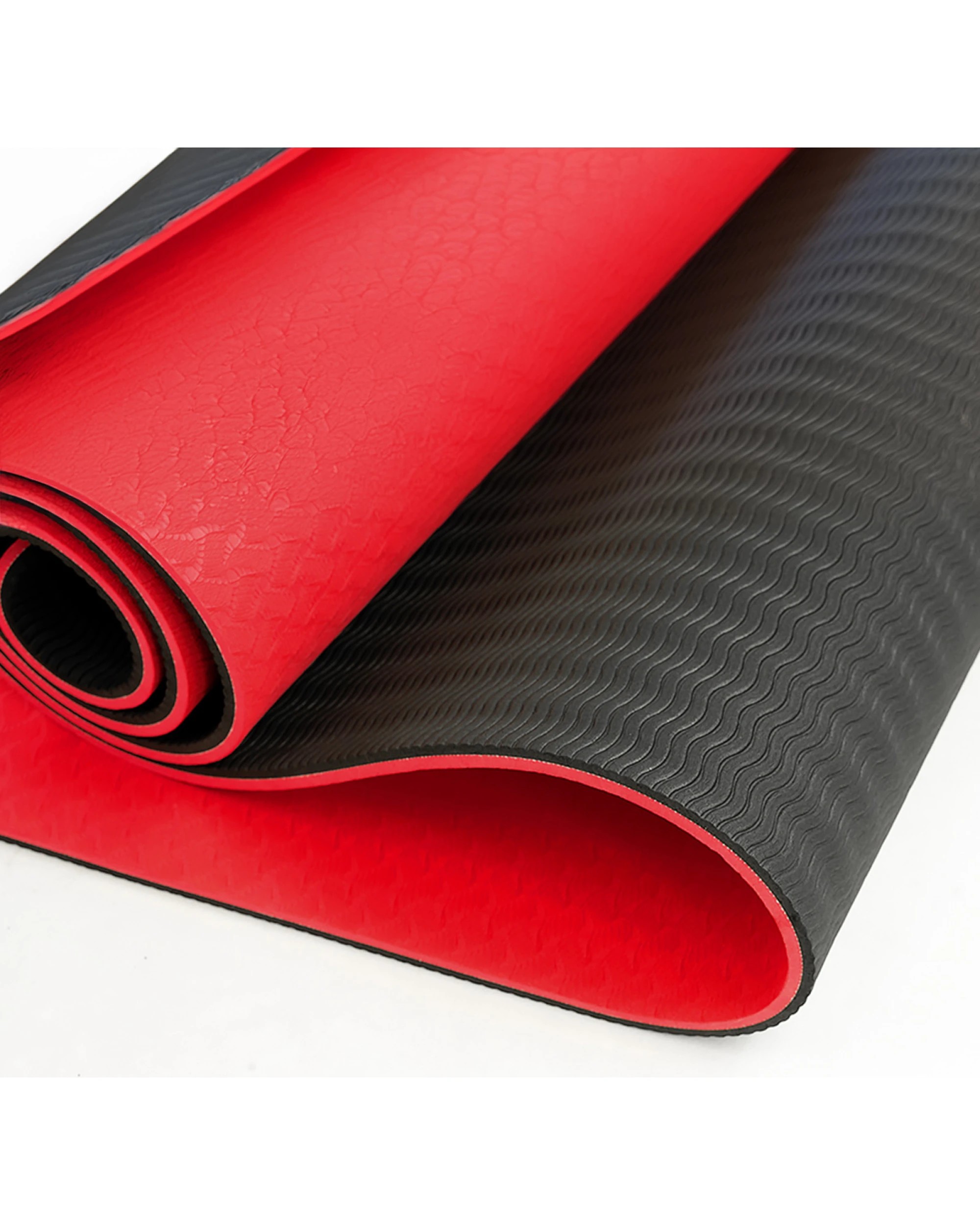 4 Powertrain 8mm Thick Yoga Exercise Mat Home Gym Pilates Fitness Dual Layer TPE - Red, 4 of 5