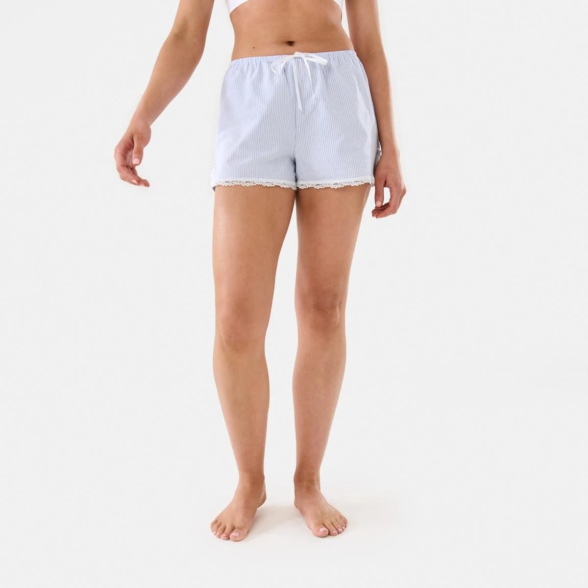 7 Stripe Lace Trim Shorts STRIPE BLUE HALOGEN BLUE, 7 of 8
