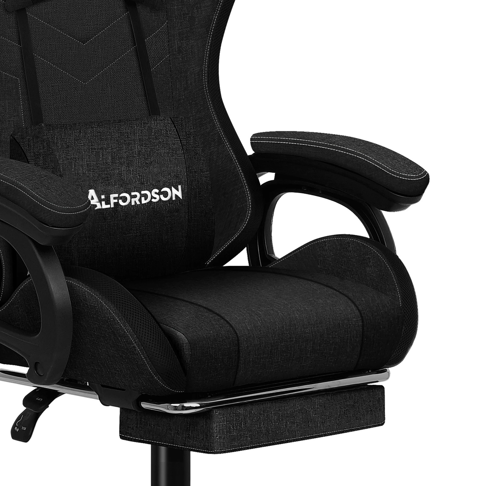 4 Alfordson Gaming Chair Office 12 RGB LED Massage Computer Seat Fabric - Black, 4 of 10