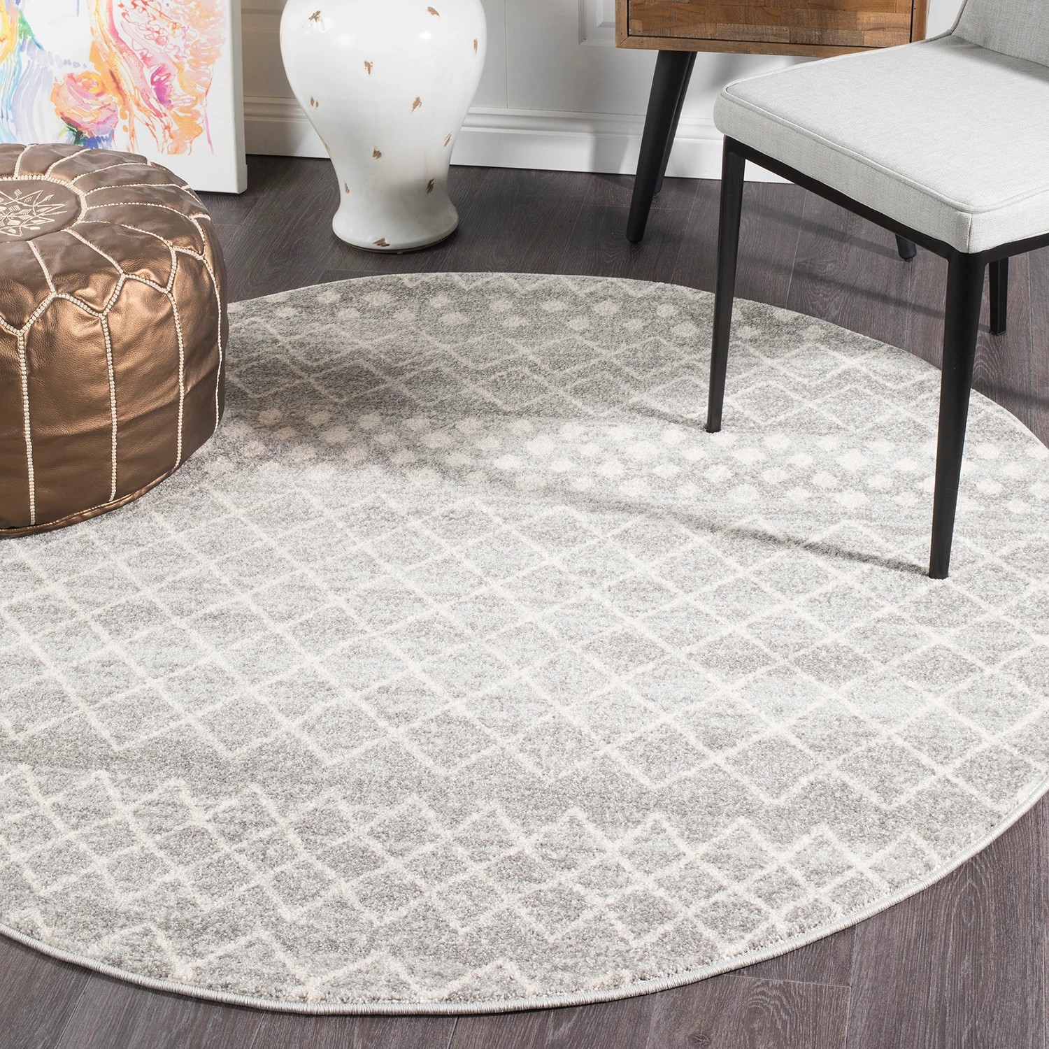 5 Common Ground Rugs Bluebay 454 200x200cm - Medium Round Power Loomed Pet Friendly Rug - Silver, 5 of 6