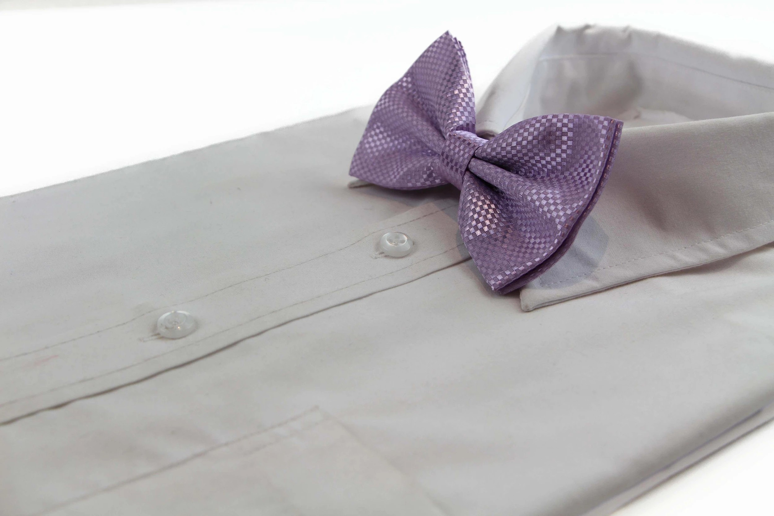 1 Zasel Mens Lavender Disco Shine Checkered Patterned Bow Tie - Purple, 1 of 4