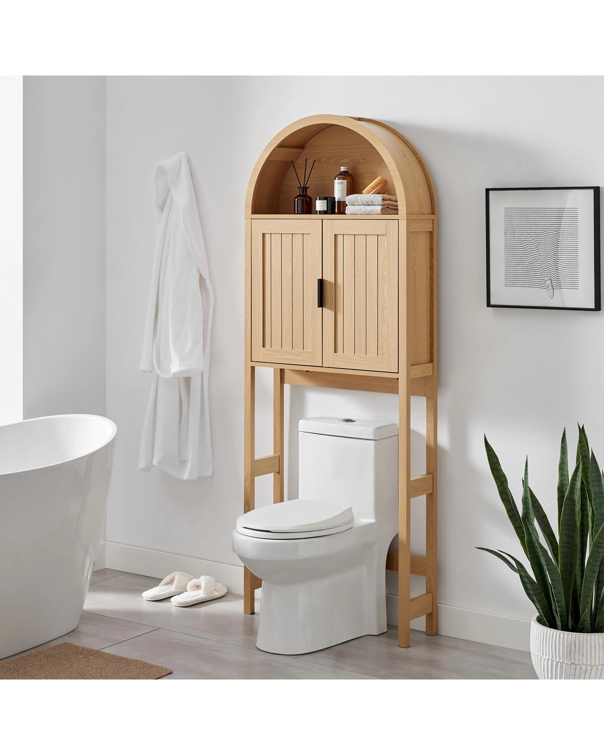 3 Kodu Over The Toilet Storage Cabinet 2 Doors - Natural, 3 of 10