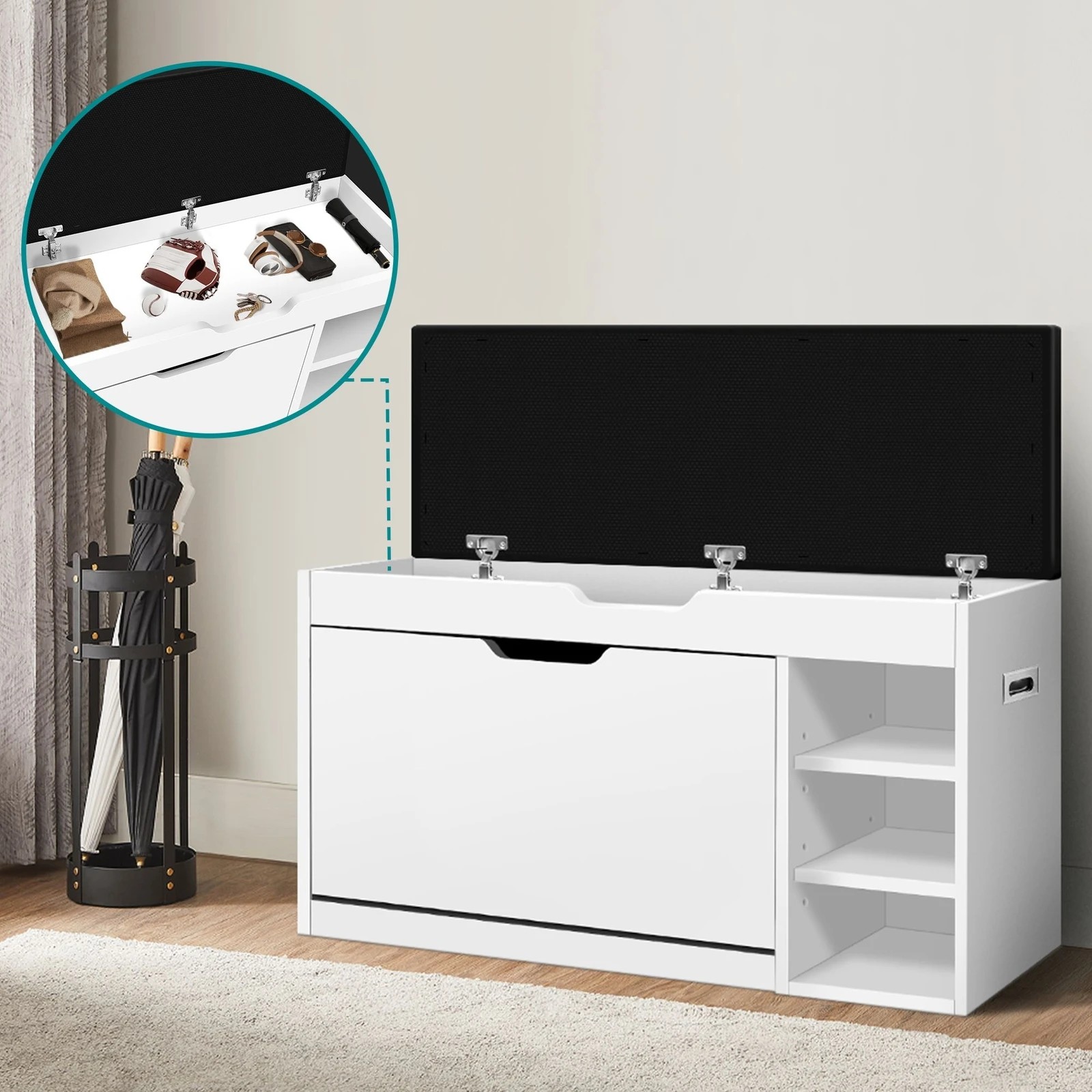 4 Alfordson Shoe Cabinet Bench Storage Rack Organiser Shelf 18 Pairs - White, 4 of 10