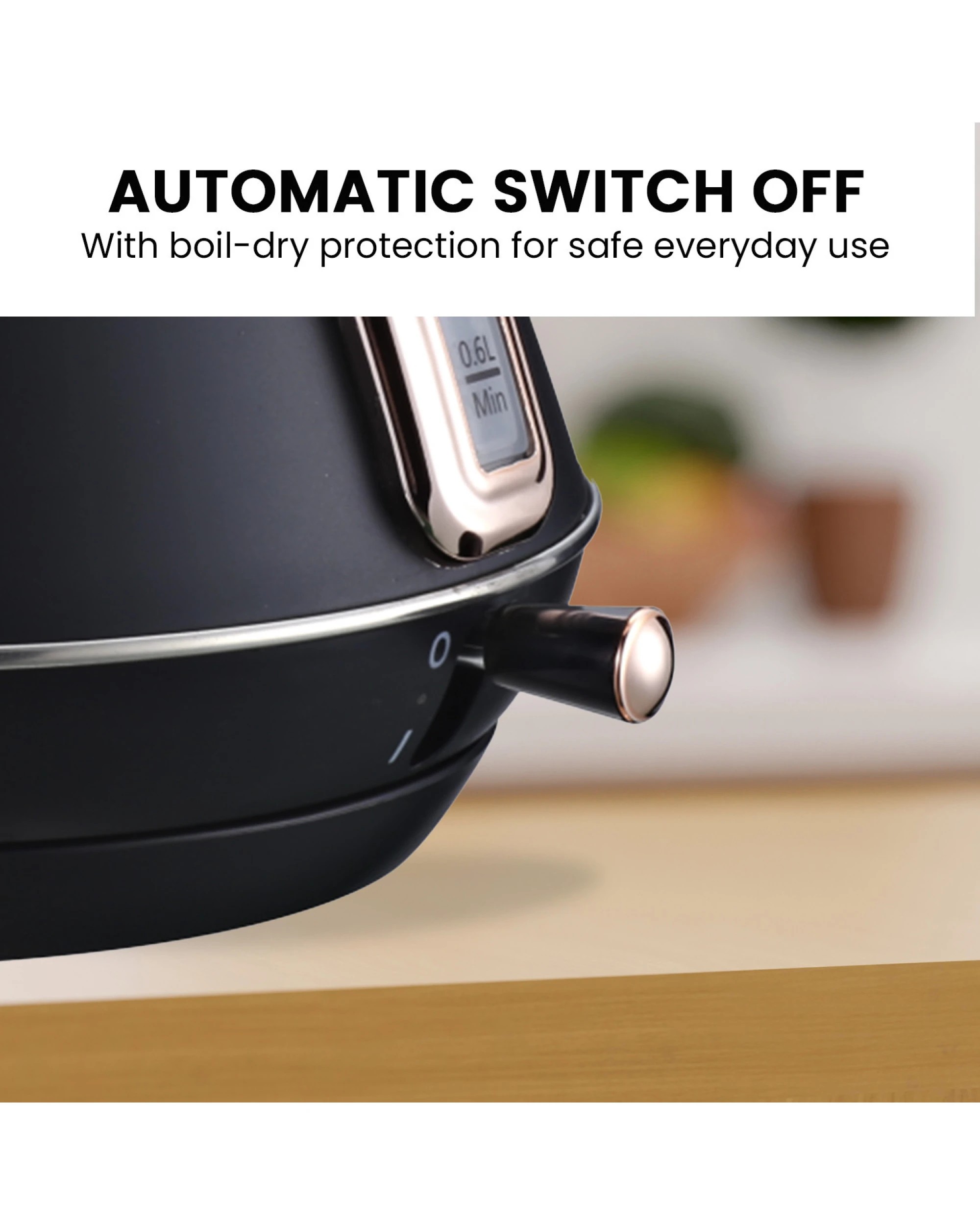 6 Pronti 1.7l Rose Trim Collection Kettle - Black, 6 of 10