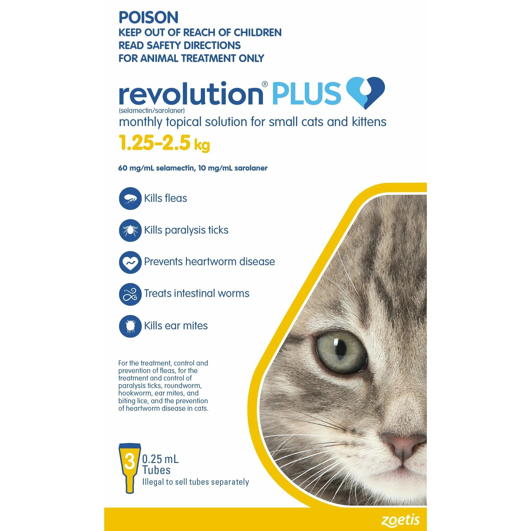 1 Revolution Plus For Cats 1.25-2.5kg - 3 Pack, 1 of 1