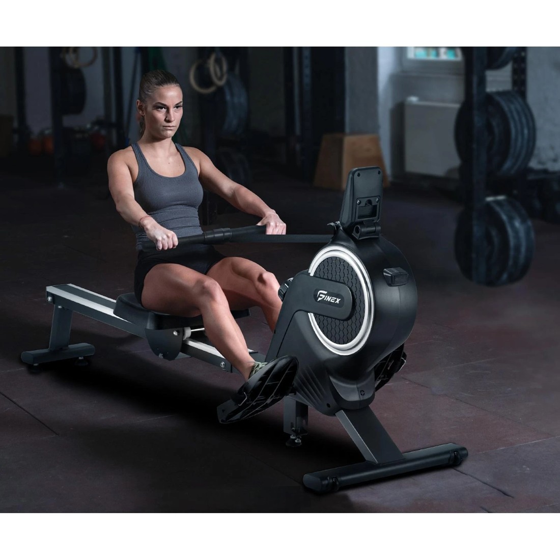 4 Finex Rowing Machine Rower Magnetic Aluminium - Black, 4 of 8