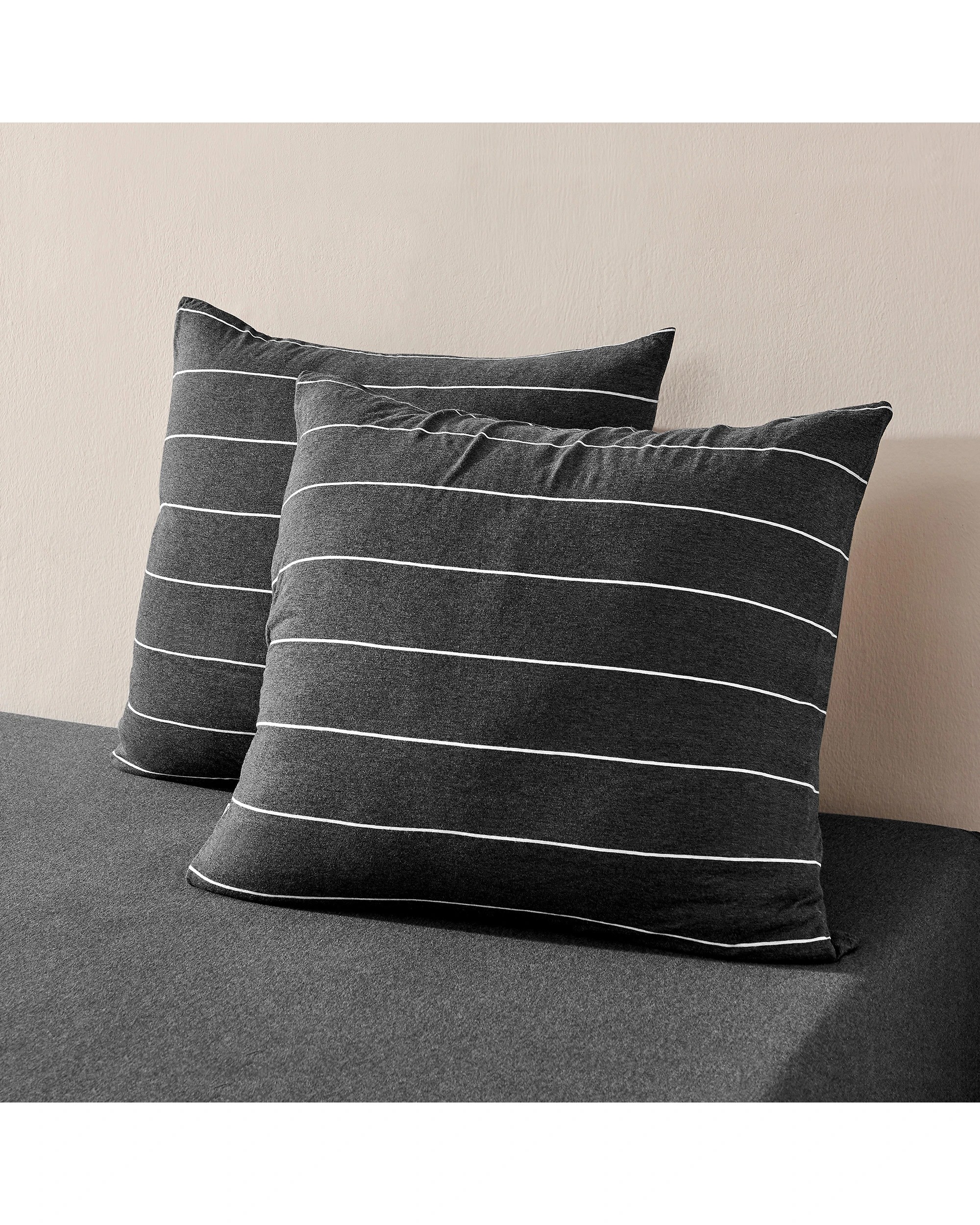 1 Dreamaker Jersey Luxe 100% Cotton Reversible European Pillowcase Twin Pack - Charcoal, 1 of 7